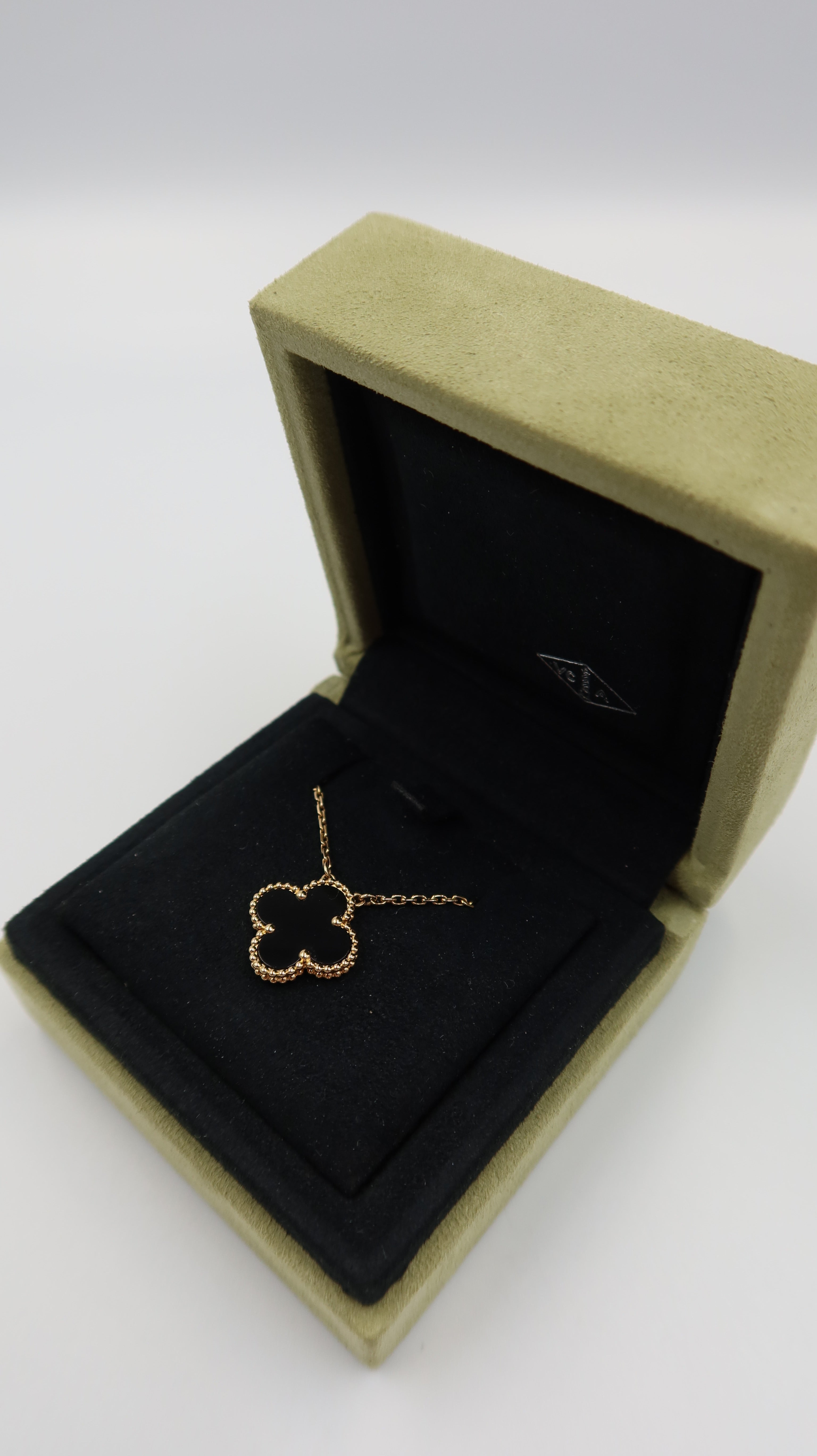 Van Cleef & Arpels Vintage Alhambra Onyx Necklace (YG)