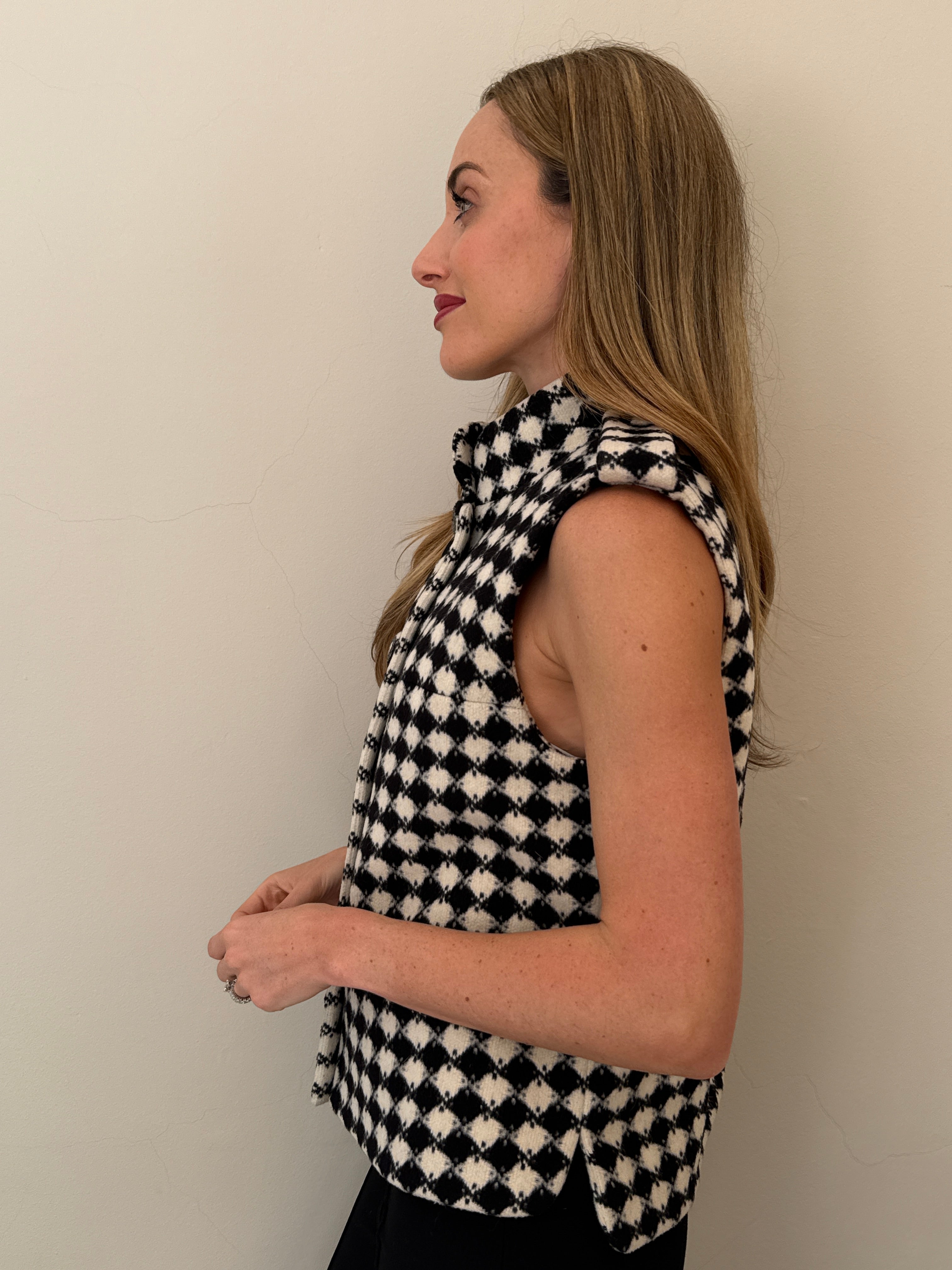Chanel Monochrome Diamond Checked Wool Waistcoat (44)