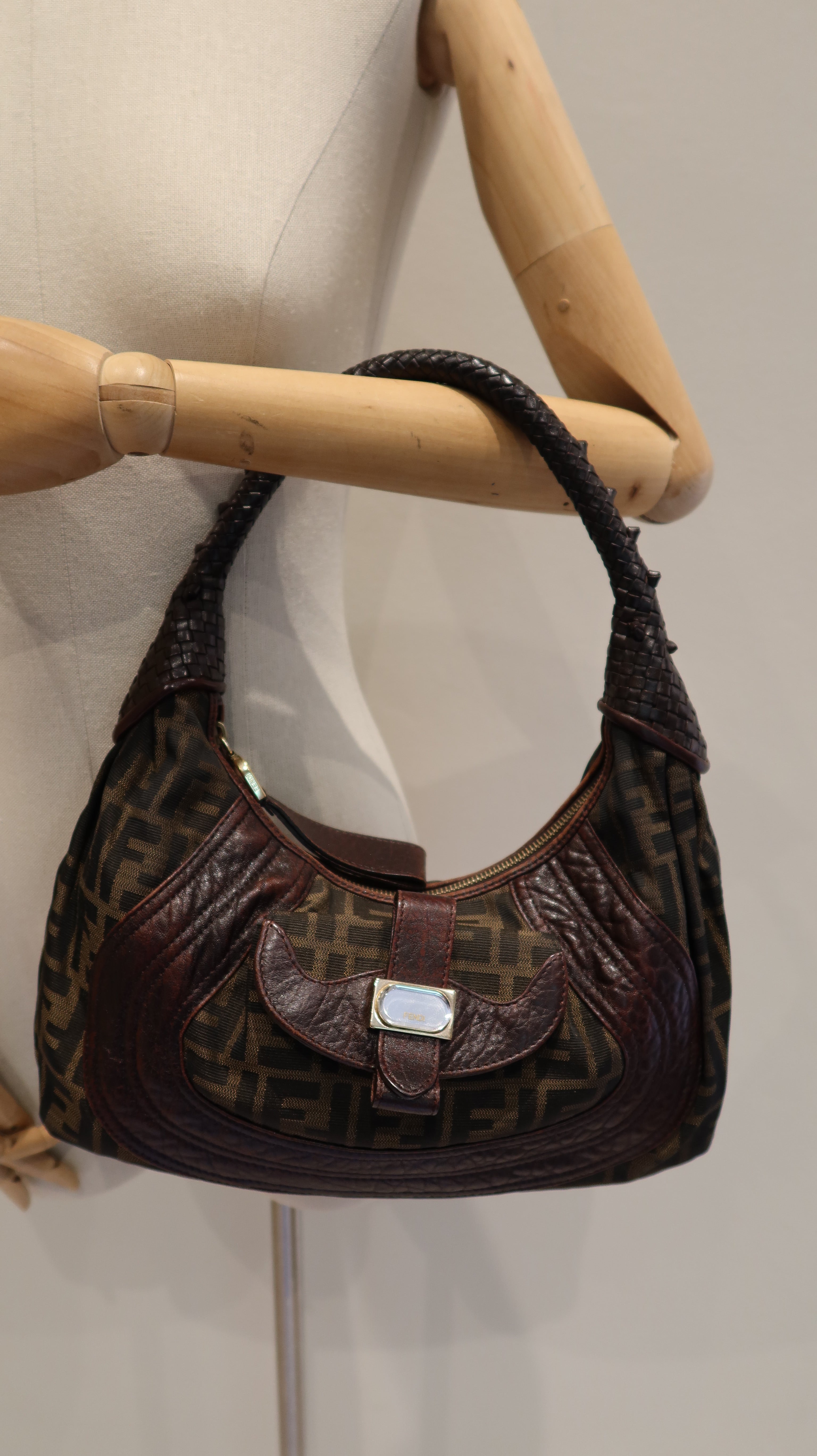 Fendi Zucca Spy Hobo Bag