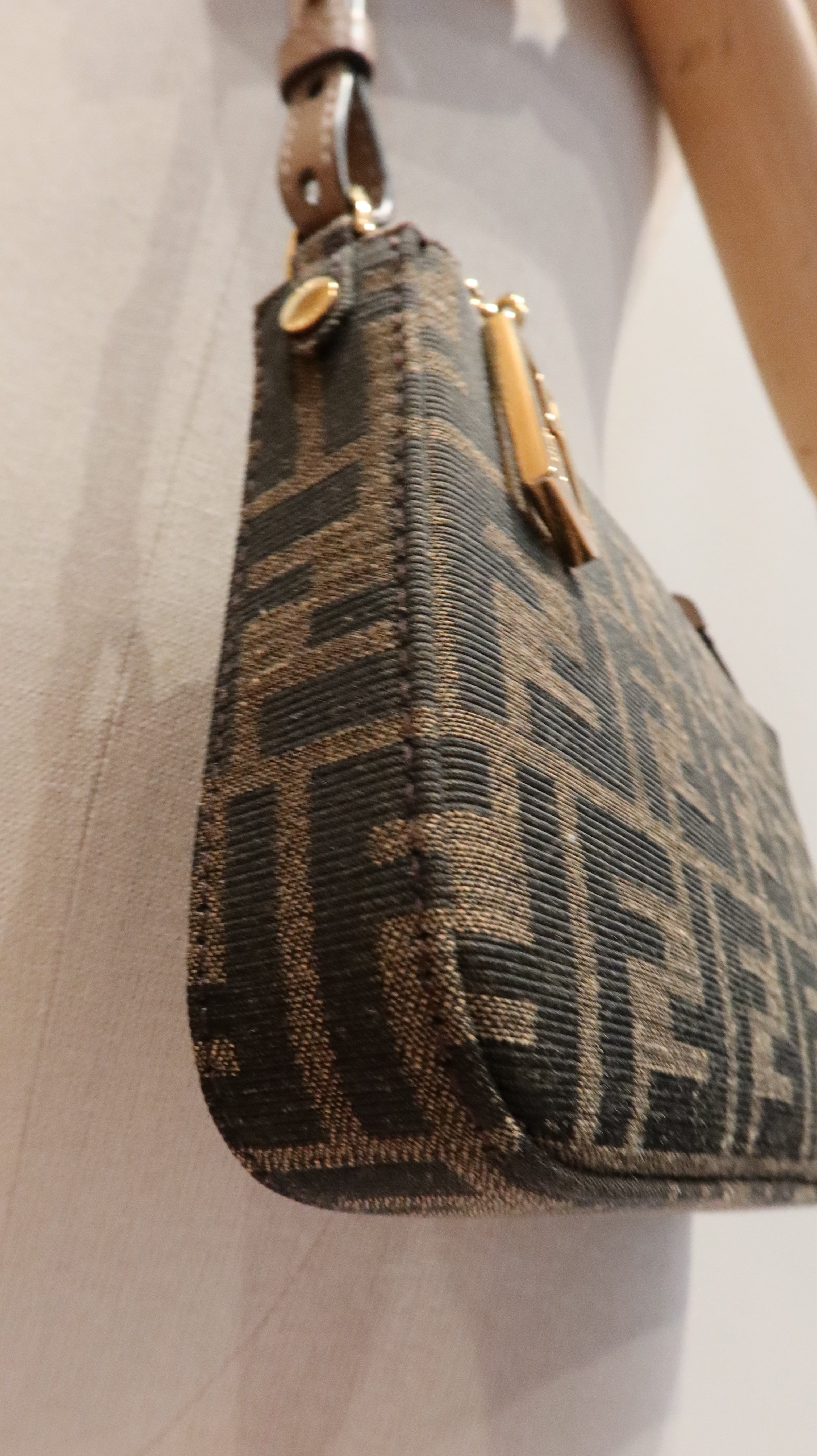 Fendi Baguette Pouch Clutch with Chain