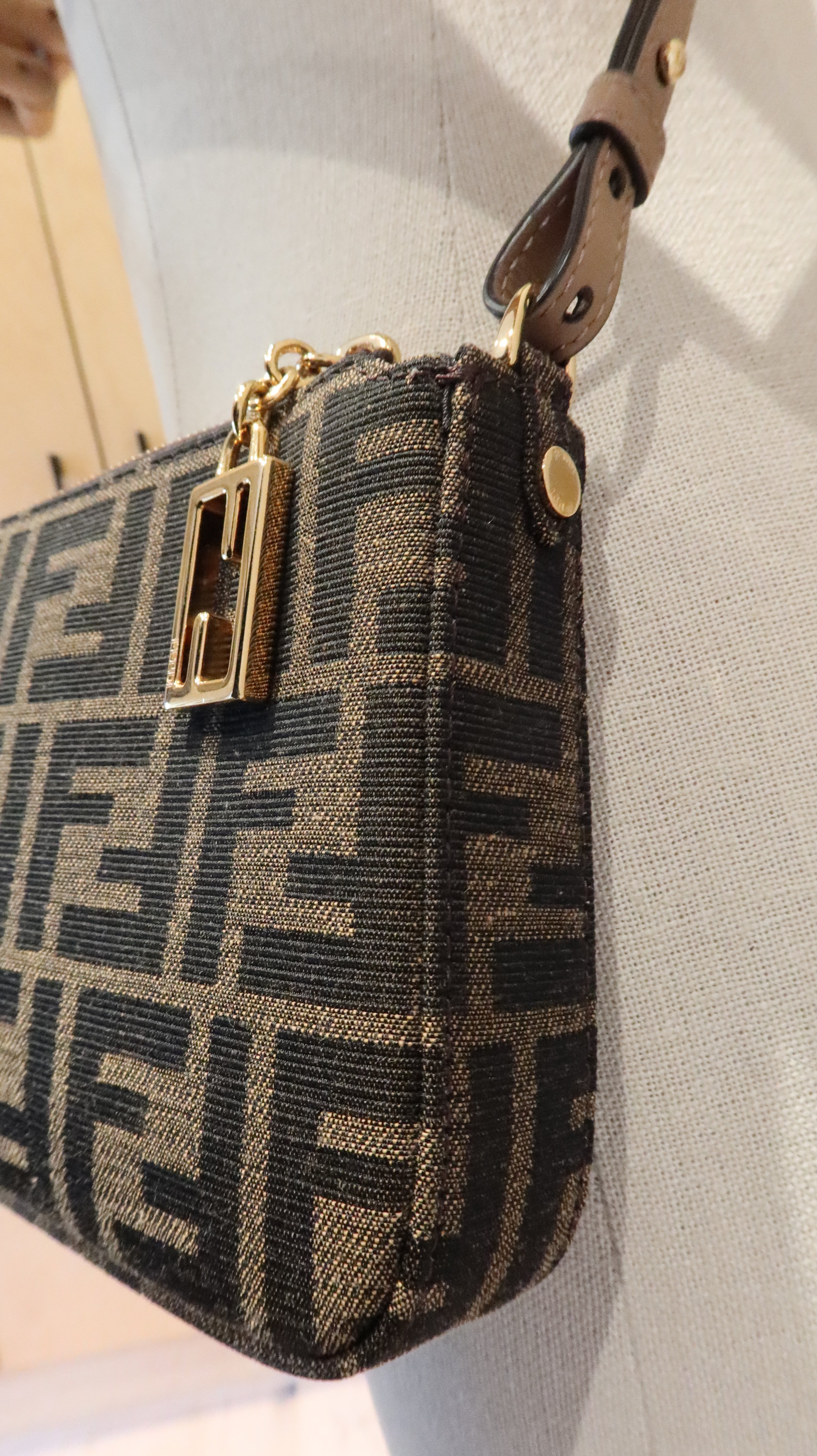 Fendi Baguette Pouch Clutch with Chain