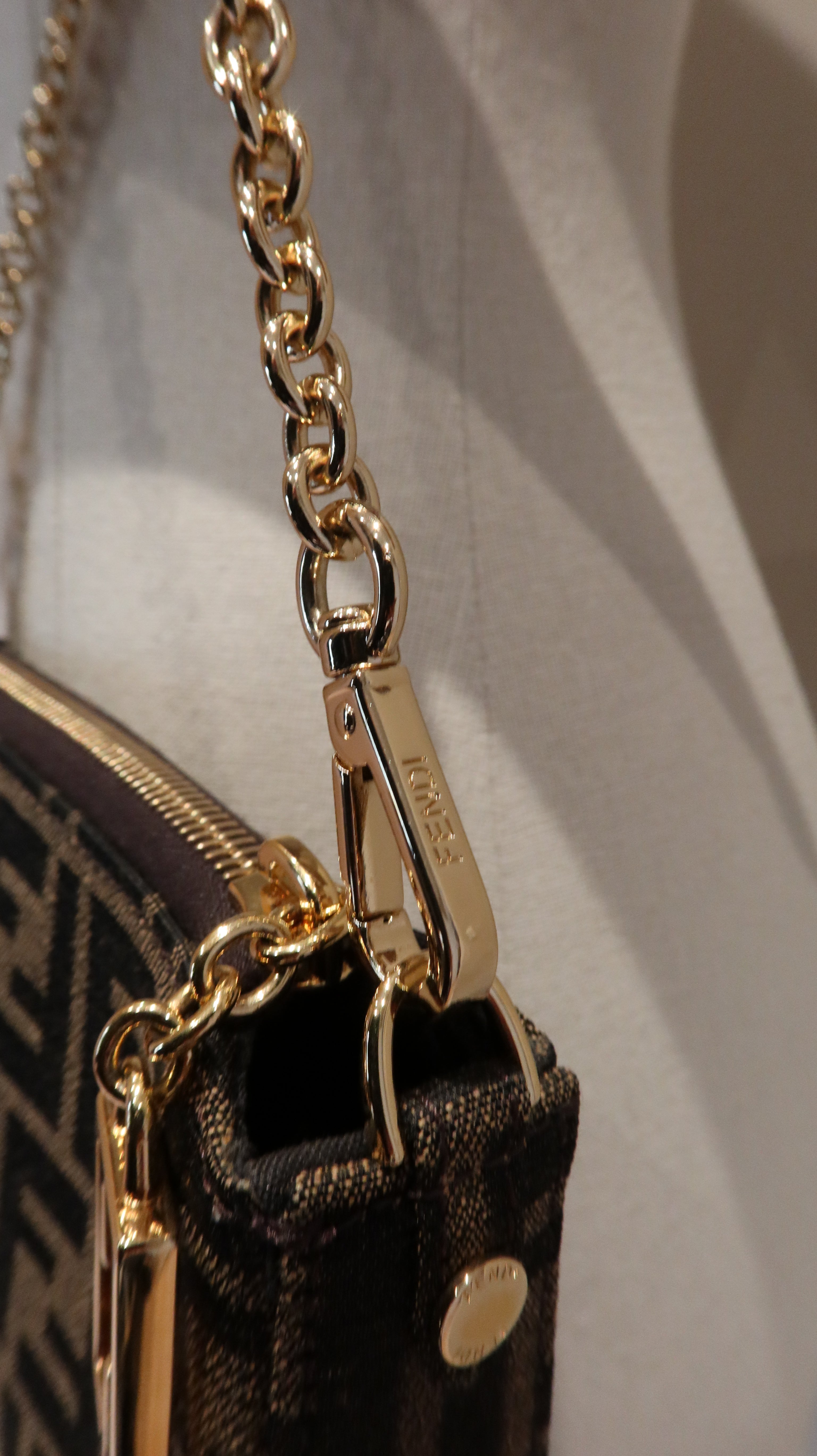Fendi Baguette Pouch Clutch with Chain