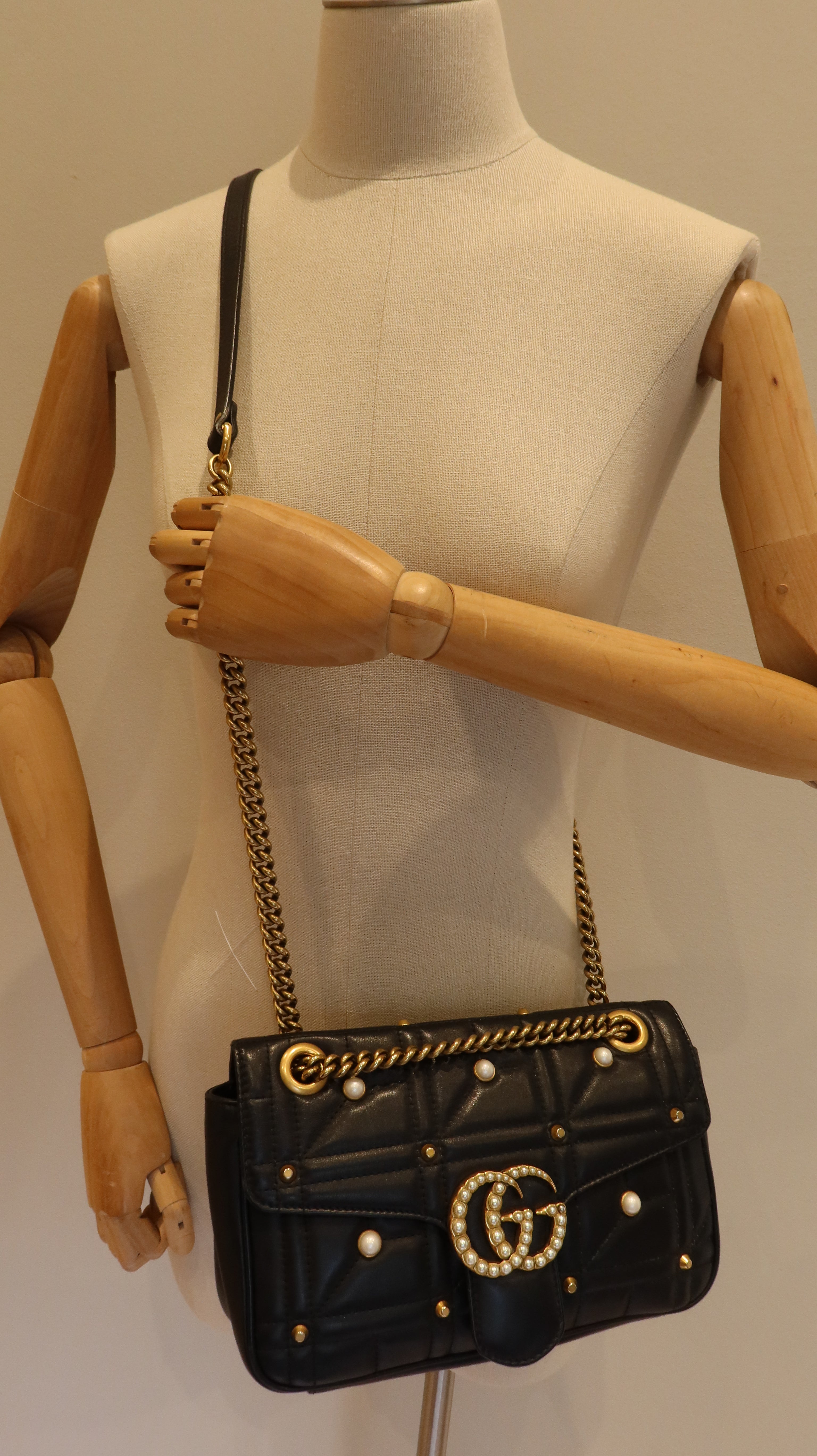 Gucci Pearl Studded Marmont Bag