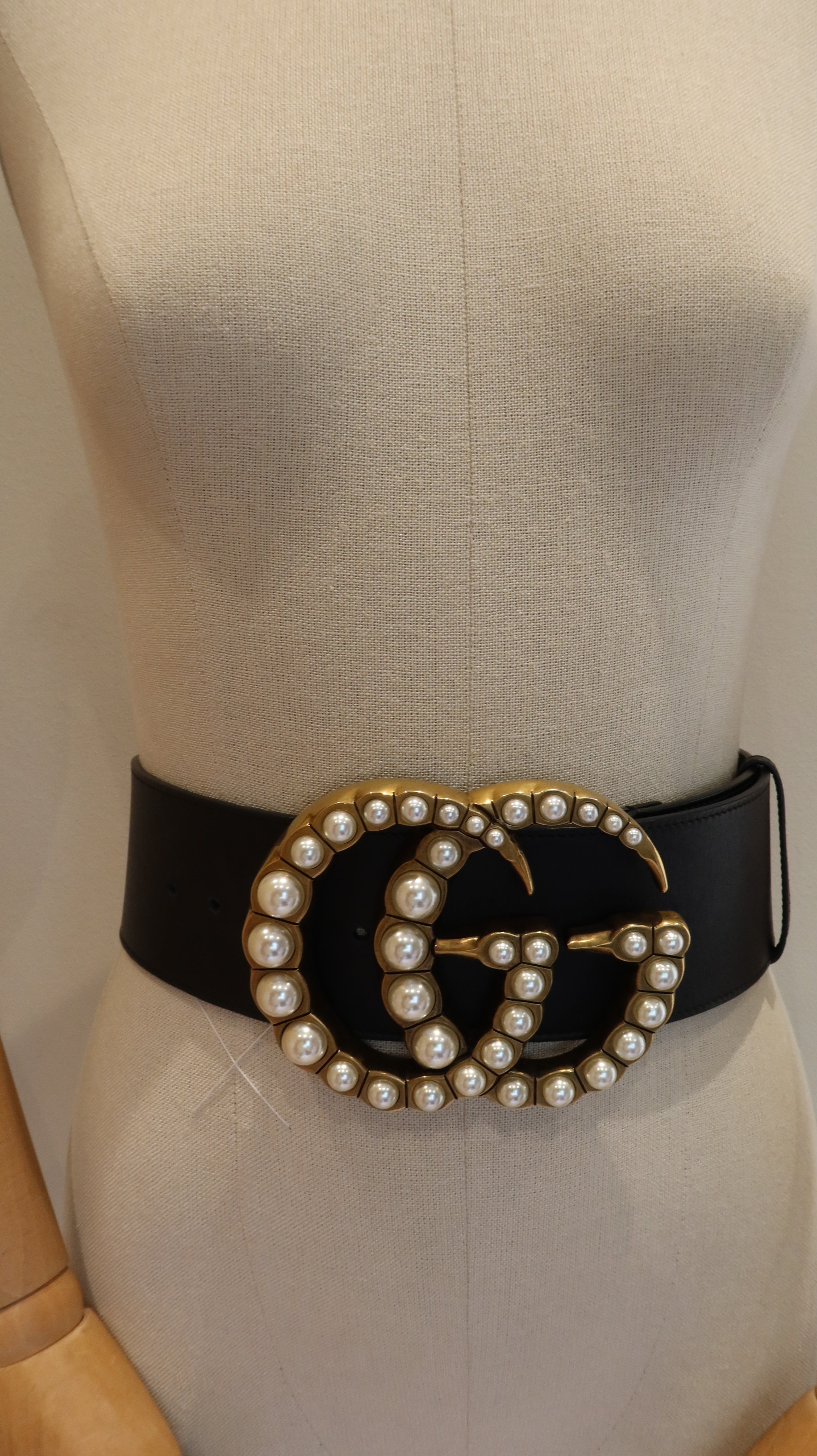 Gucci GG Pearl Studded Belt (80/32)