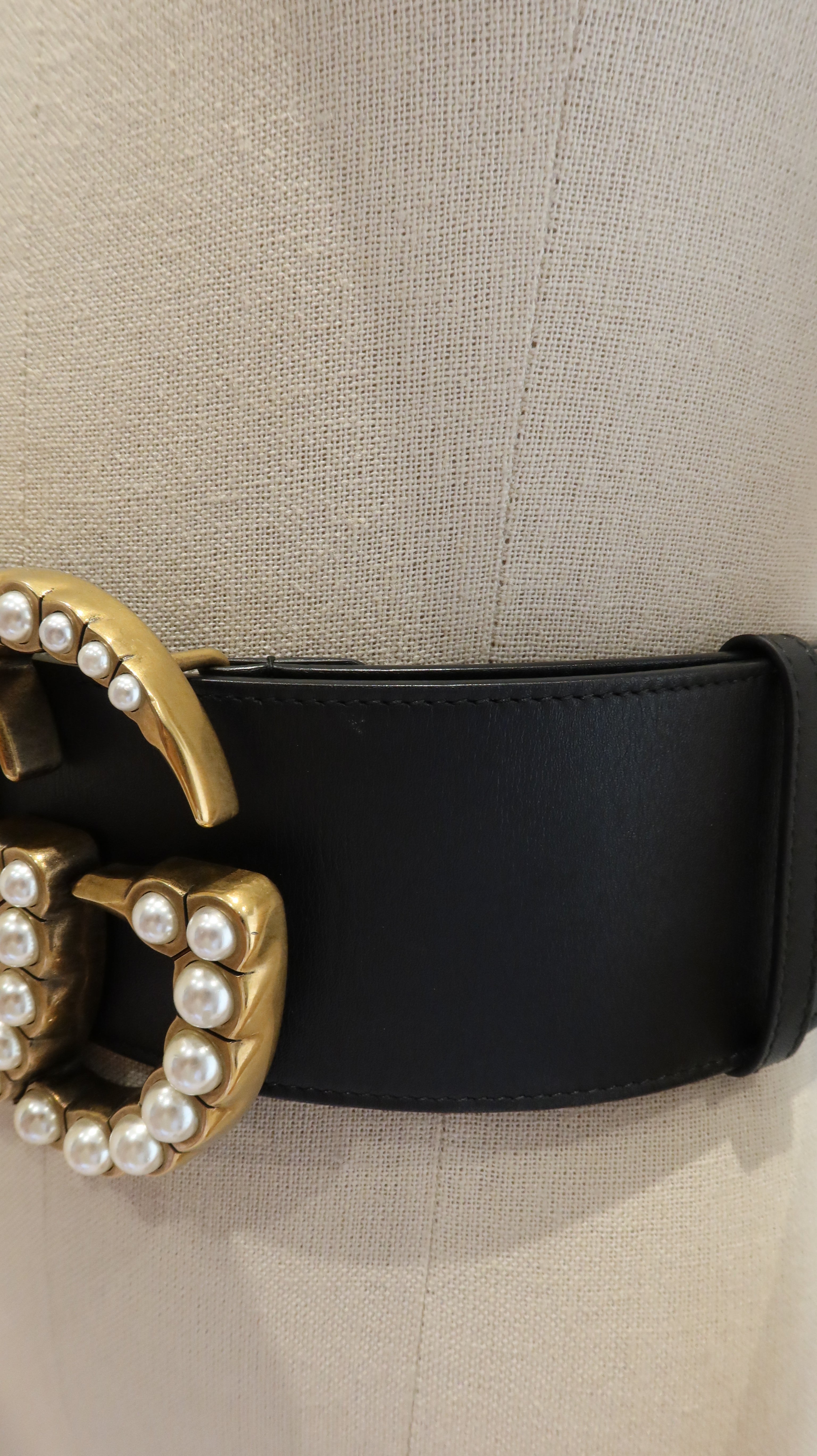 Gucci GG Pearl Studded Belt (80/32)