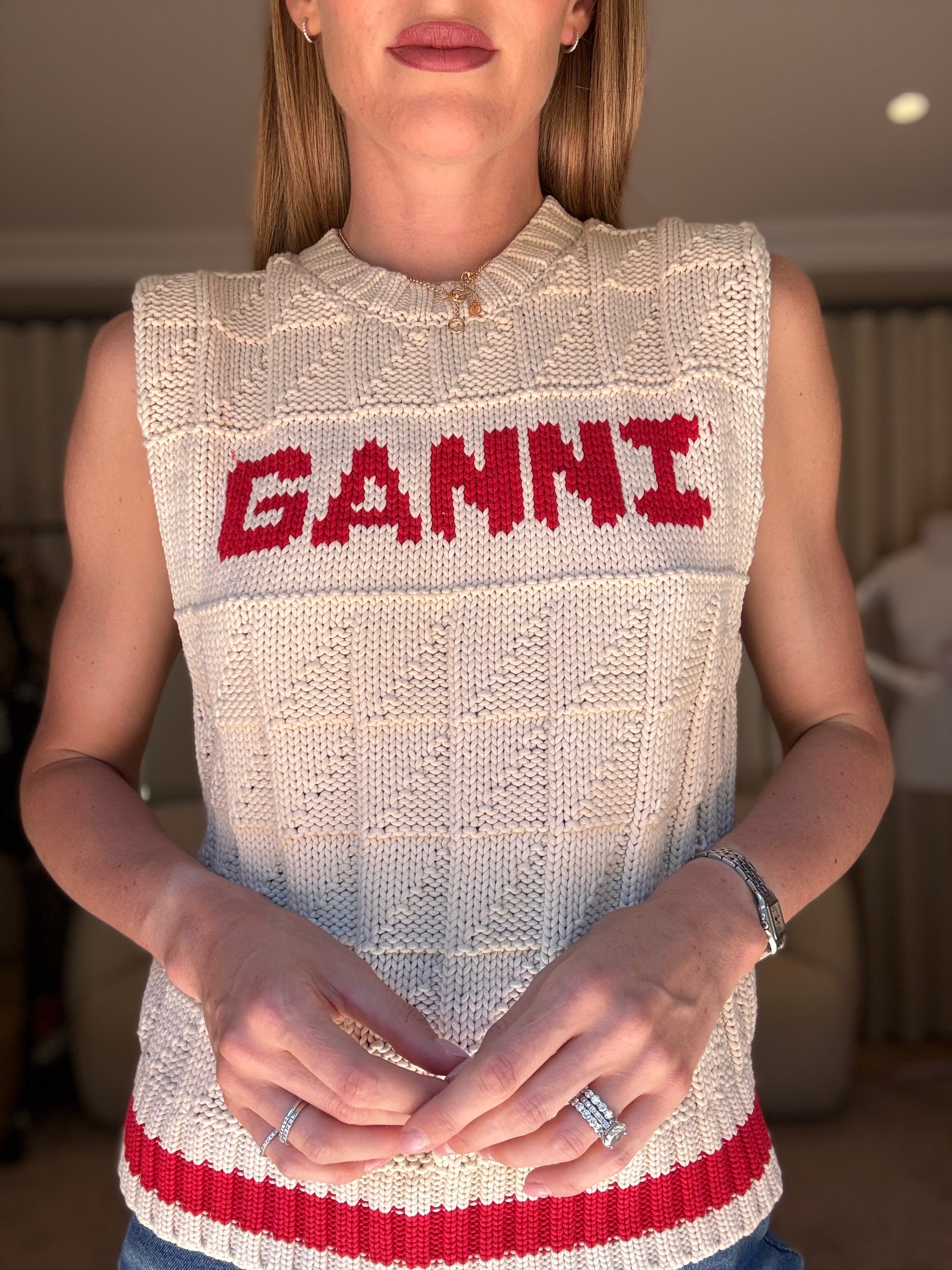 Ganni Cable Knit Vest (S)