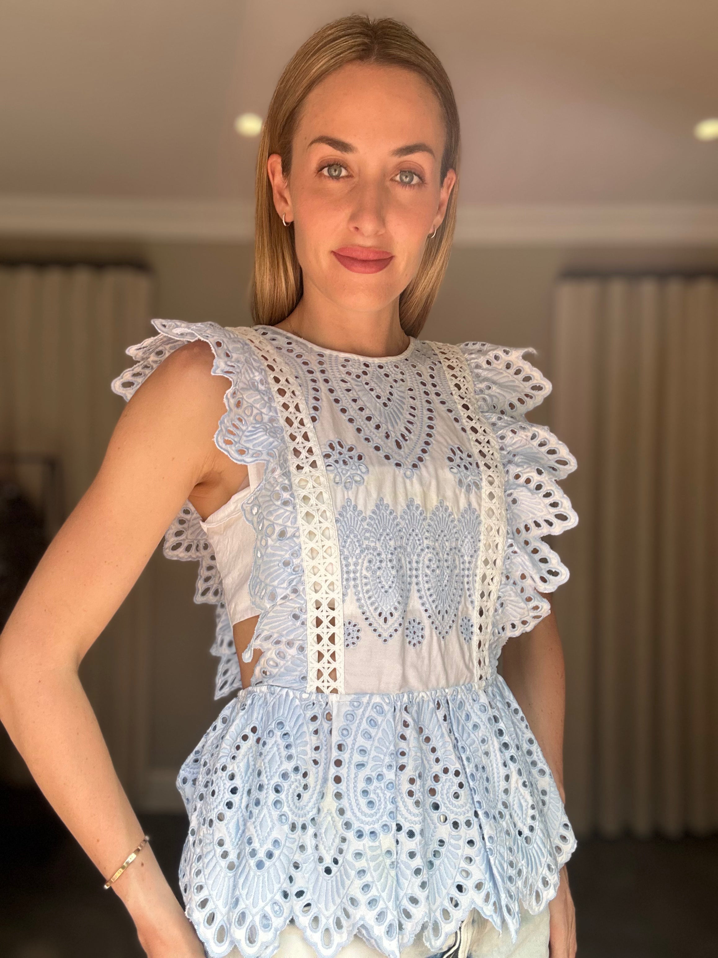 Self Portrait Embroidered Frill Top (UK12)