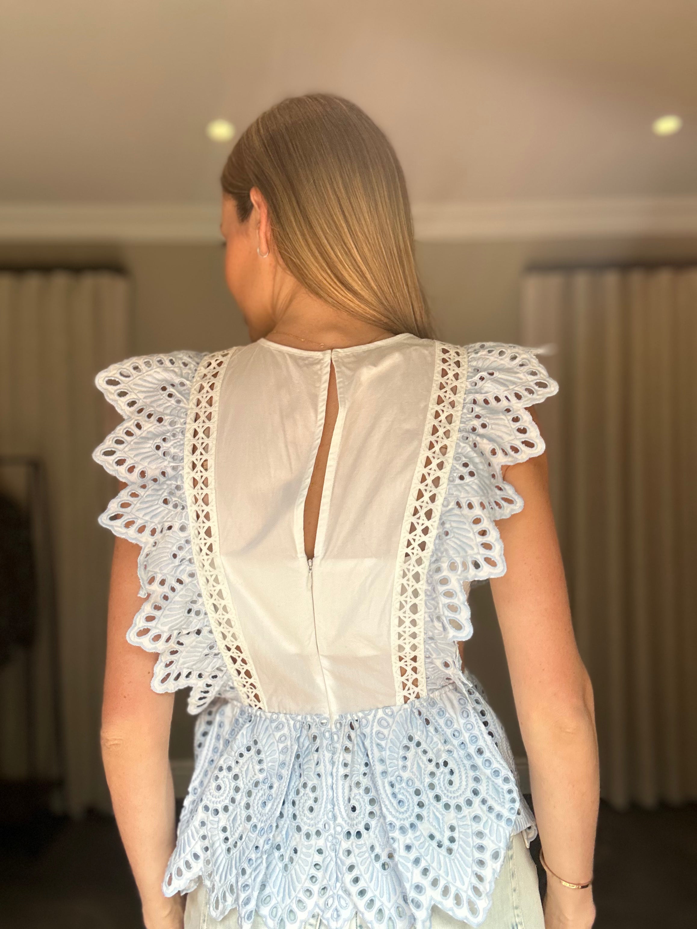 Self Portrait Embroidered Frill Top (UK12)