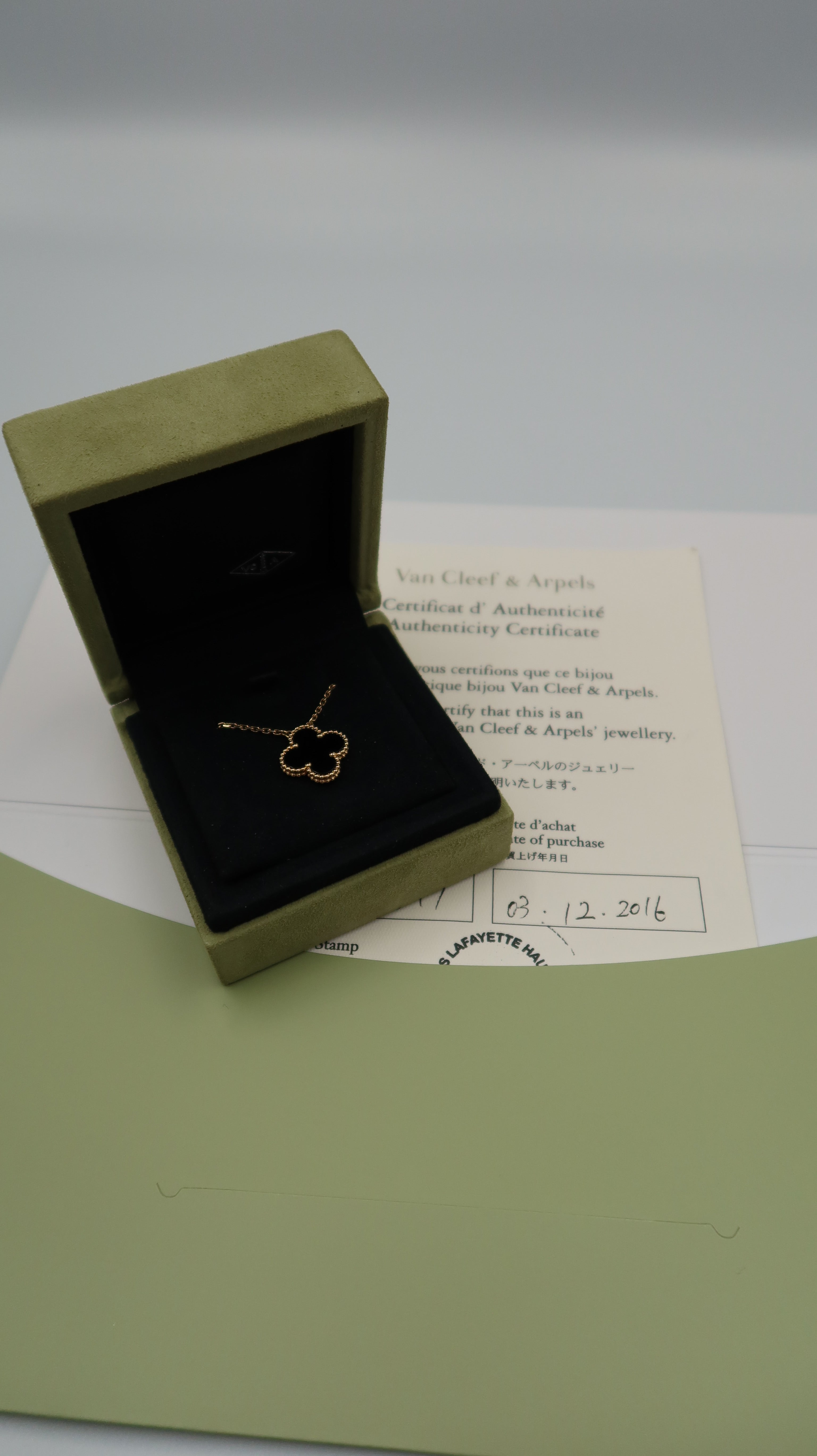 Van Cleef & Arpels Vintage Alhambra Onyx Necklace (YG)