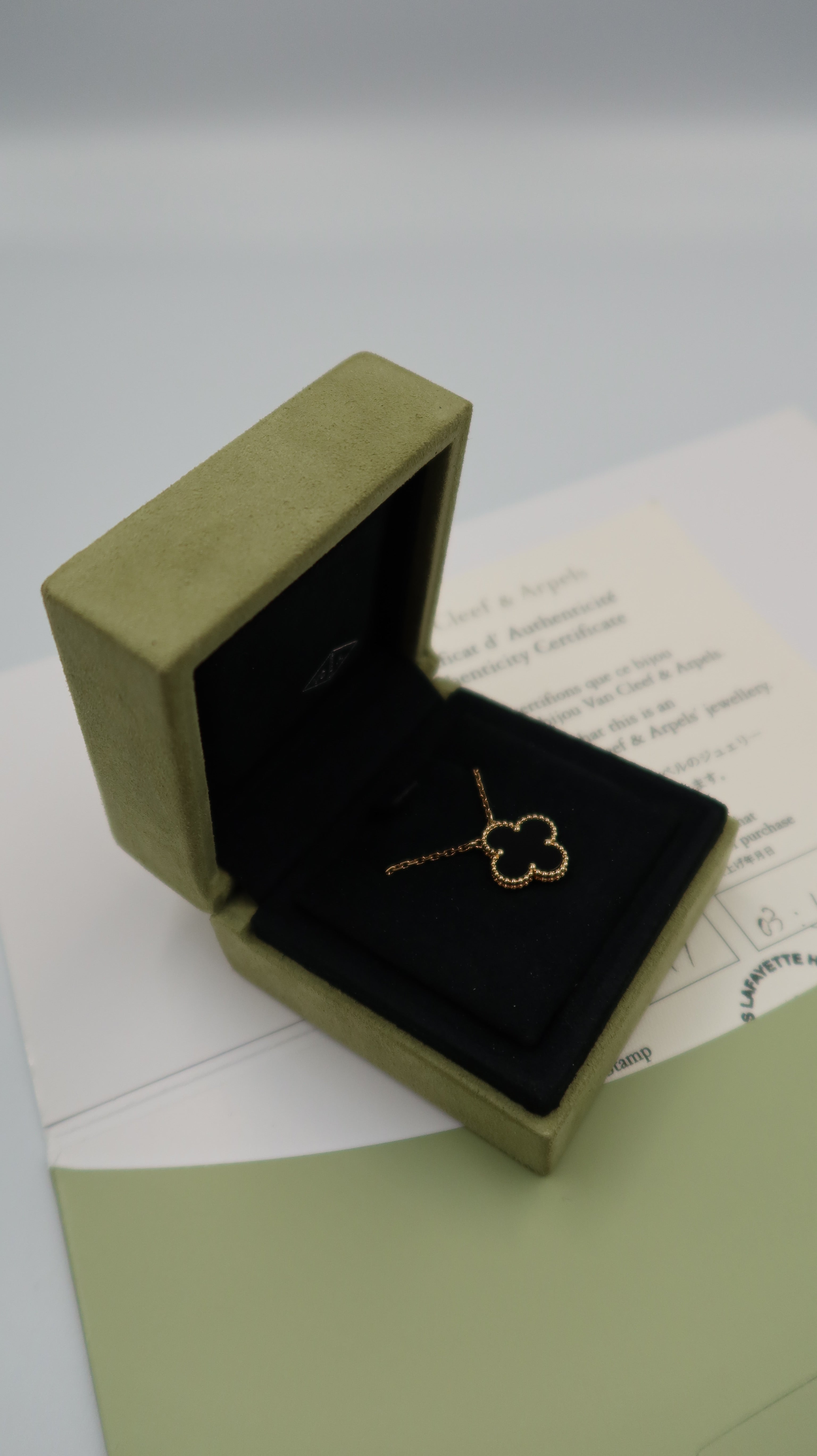 Van Cleef & Arpels Vintage Alhambra Onyx Necklace (YG)