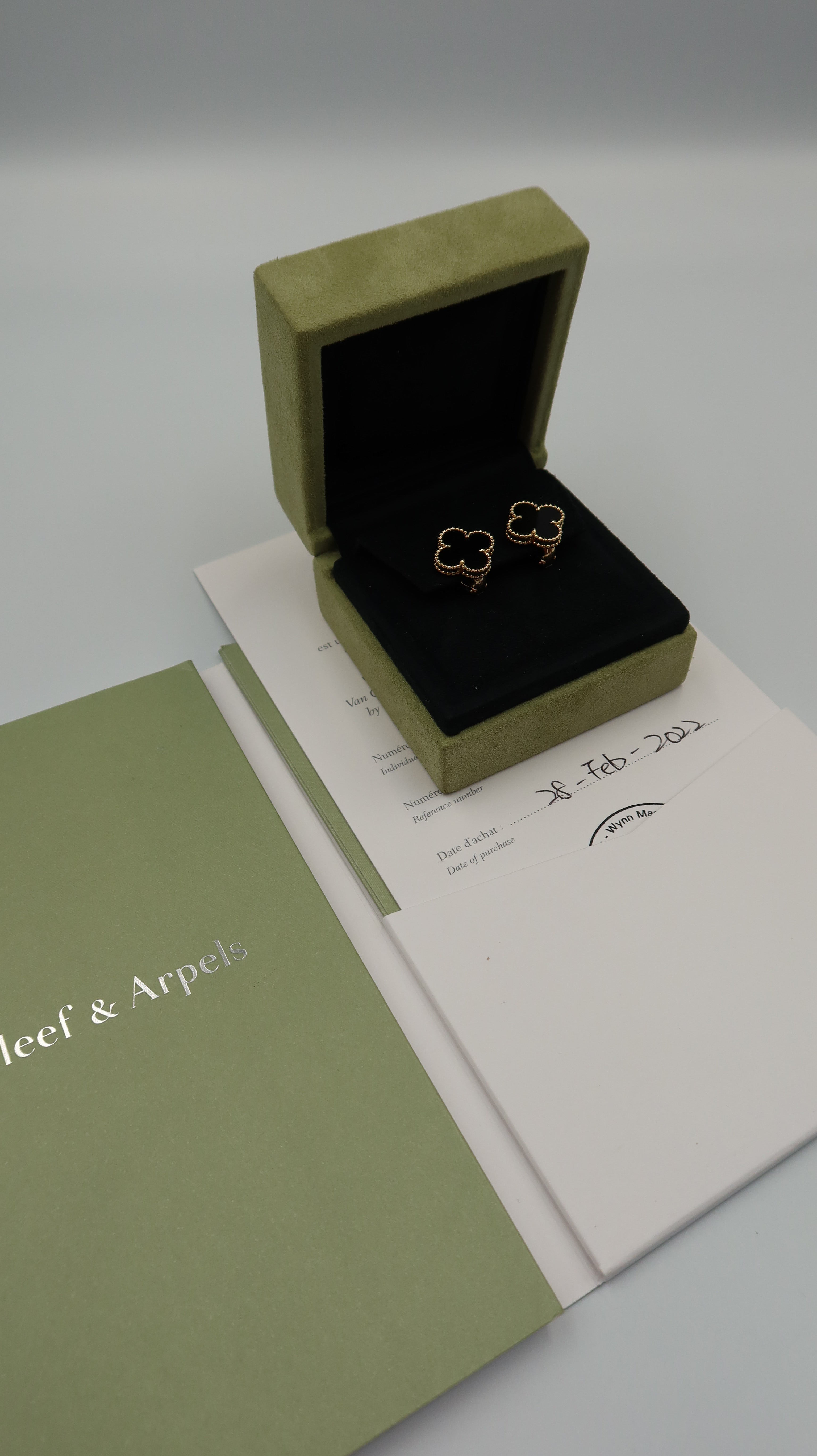 Van Cleef & Arpels Vintage Alhambra Onyx Earrings (YG)