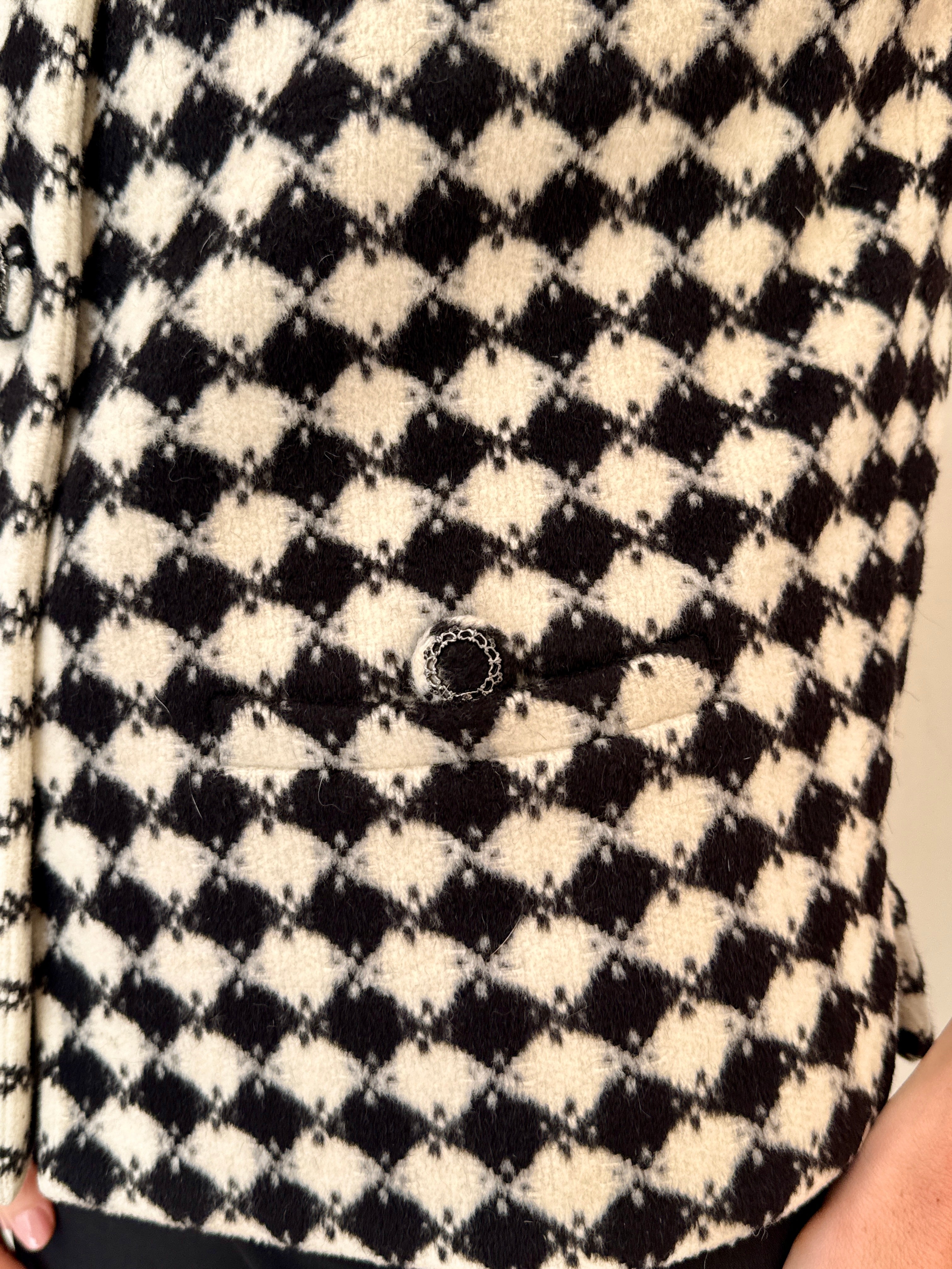 Chanel Monochrome Diamond Checked Wool Waistcoat (44)