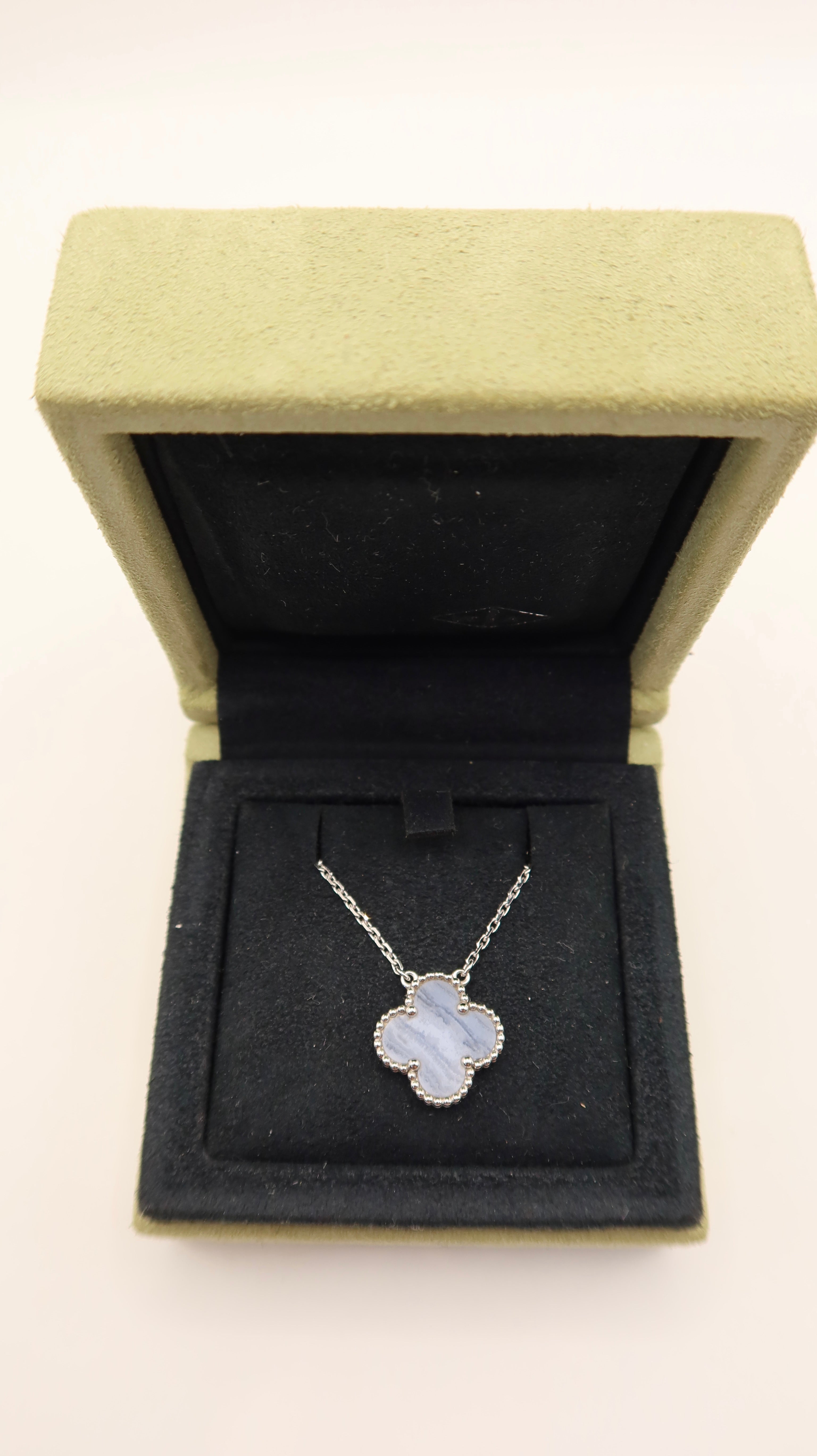 Van Cleef & Arpels Chalcedony Vintage Alhambra Necklace (WG)