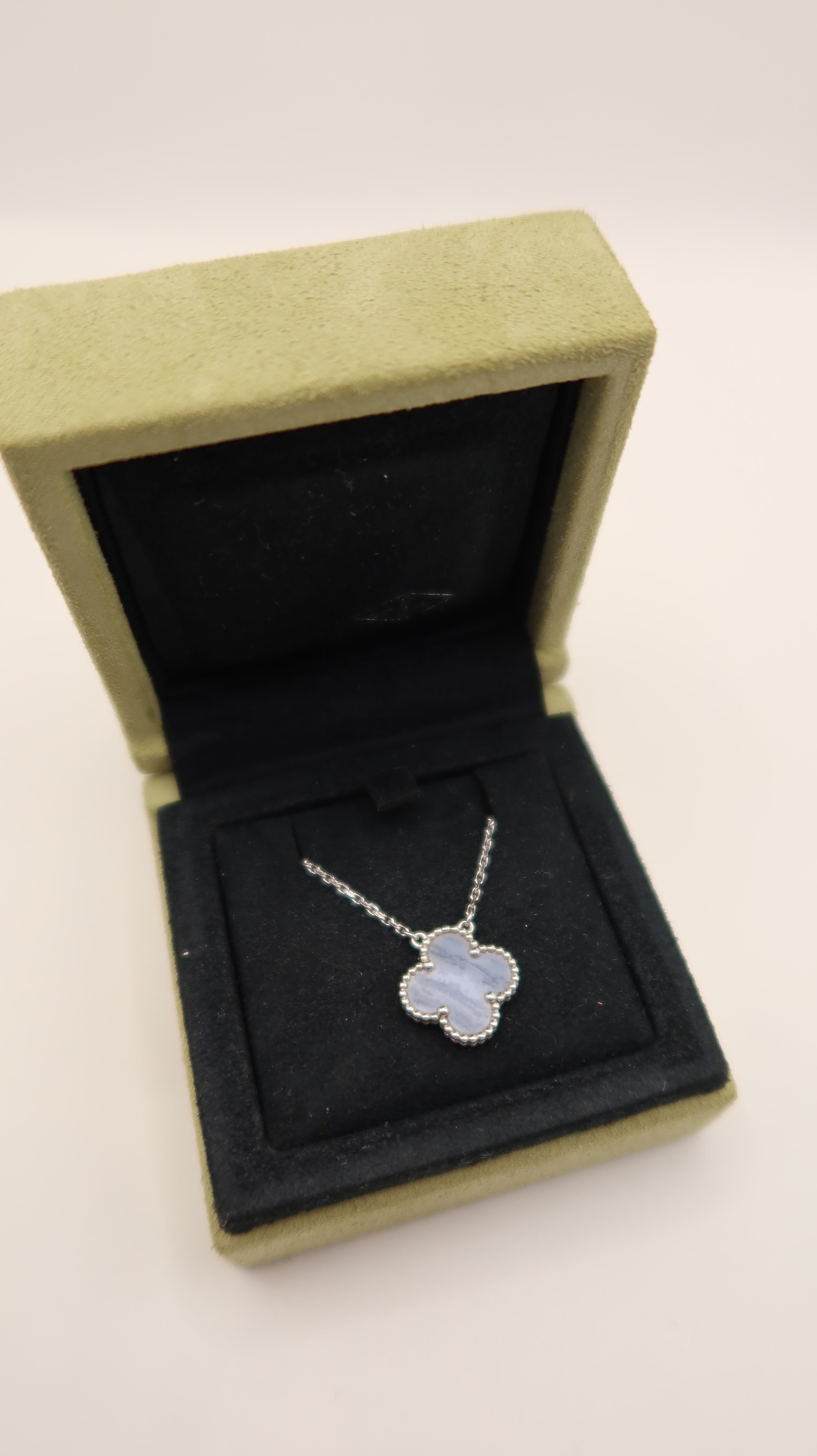 Van Cleef & Arpels Chalcedony Vintage Alhambra Necklace (WG)