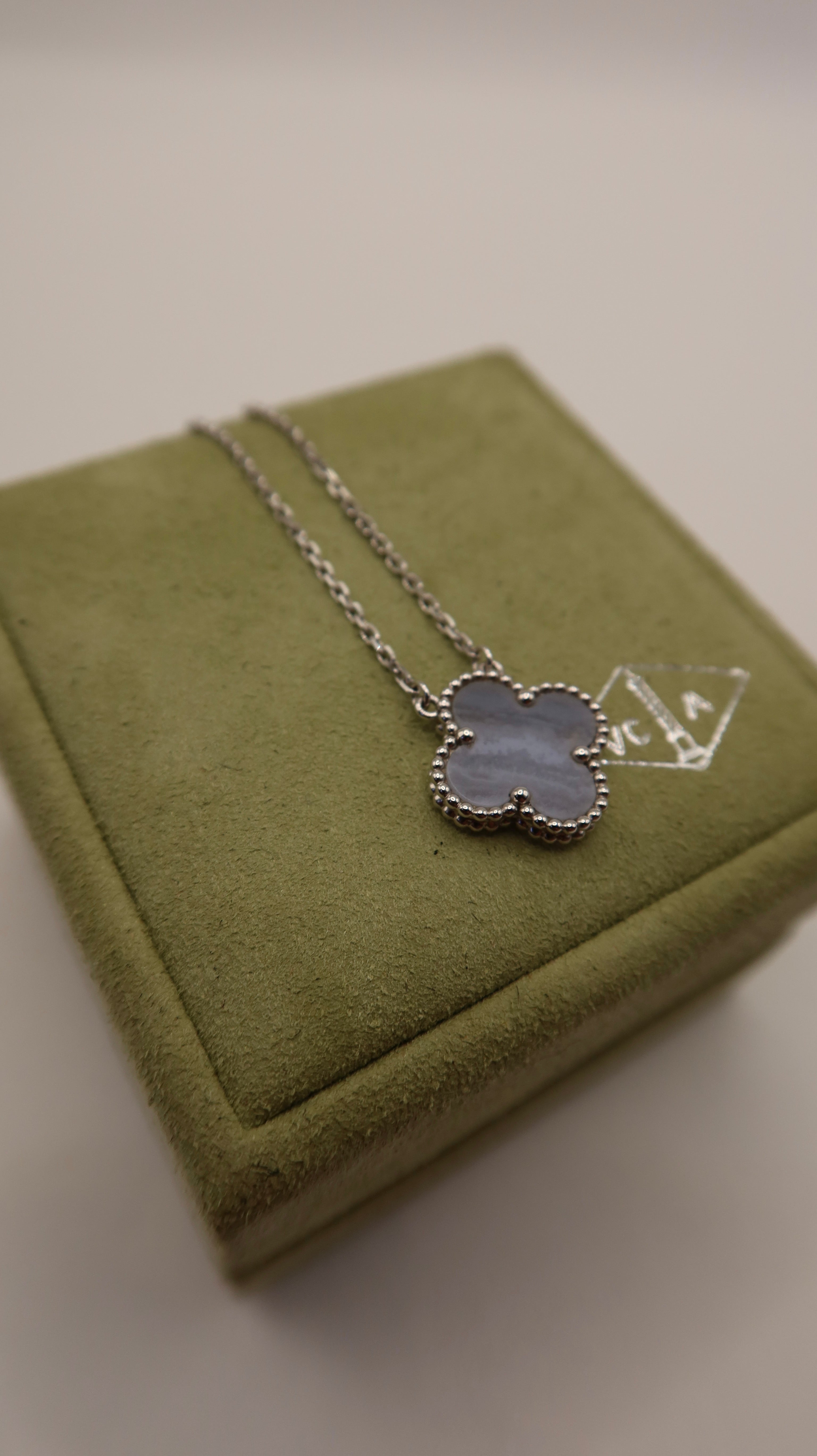 Van Cleef & Arpels Chalcedony Vintage Alhambra Necklace (WG)