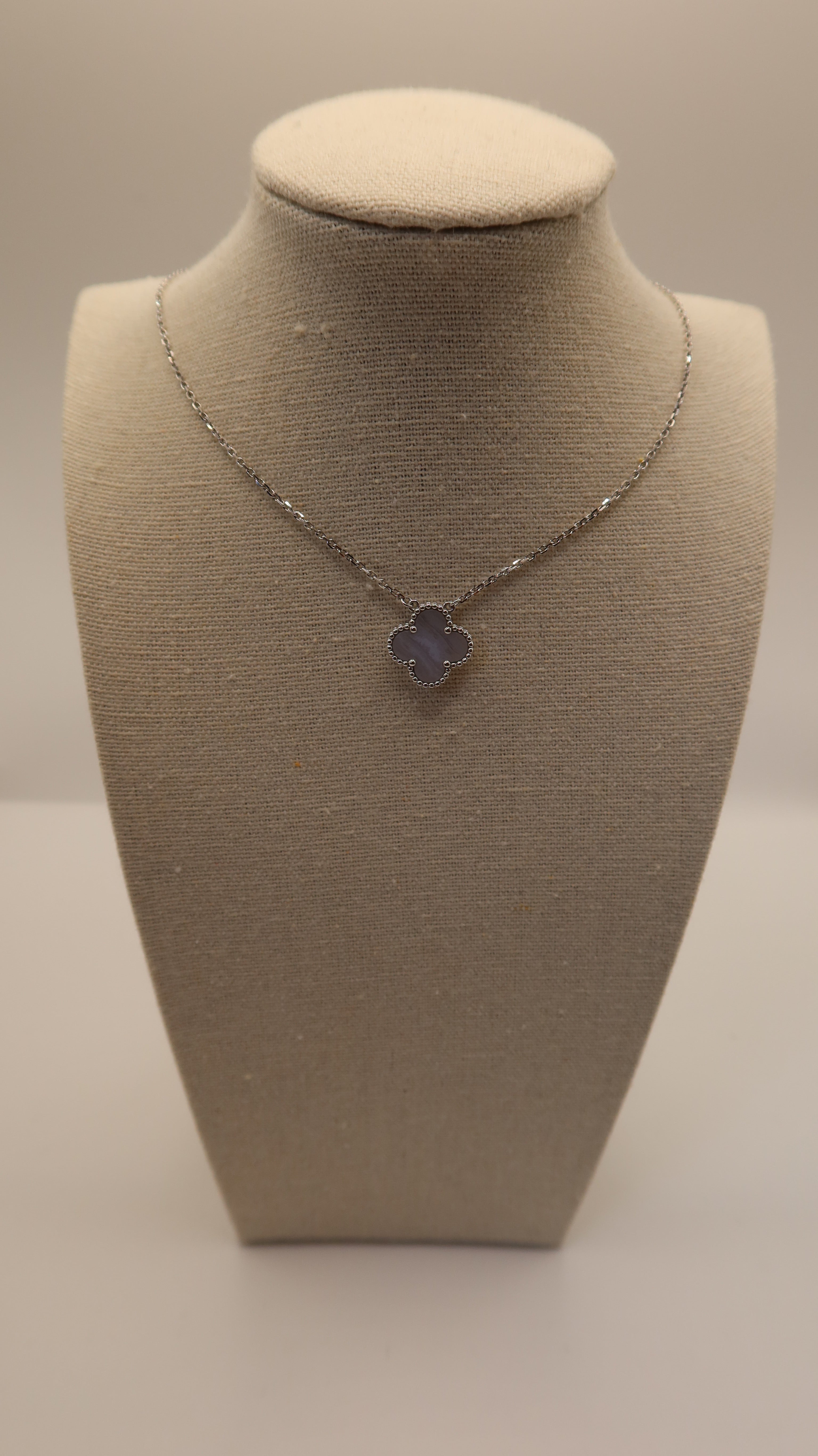 Van Cleef & Arpels Chalcedony Vintage Alhambra Necklace (WG)