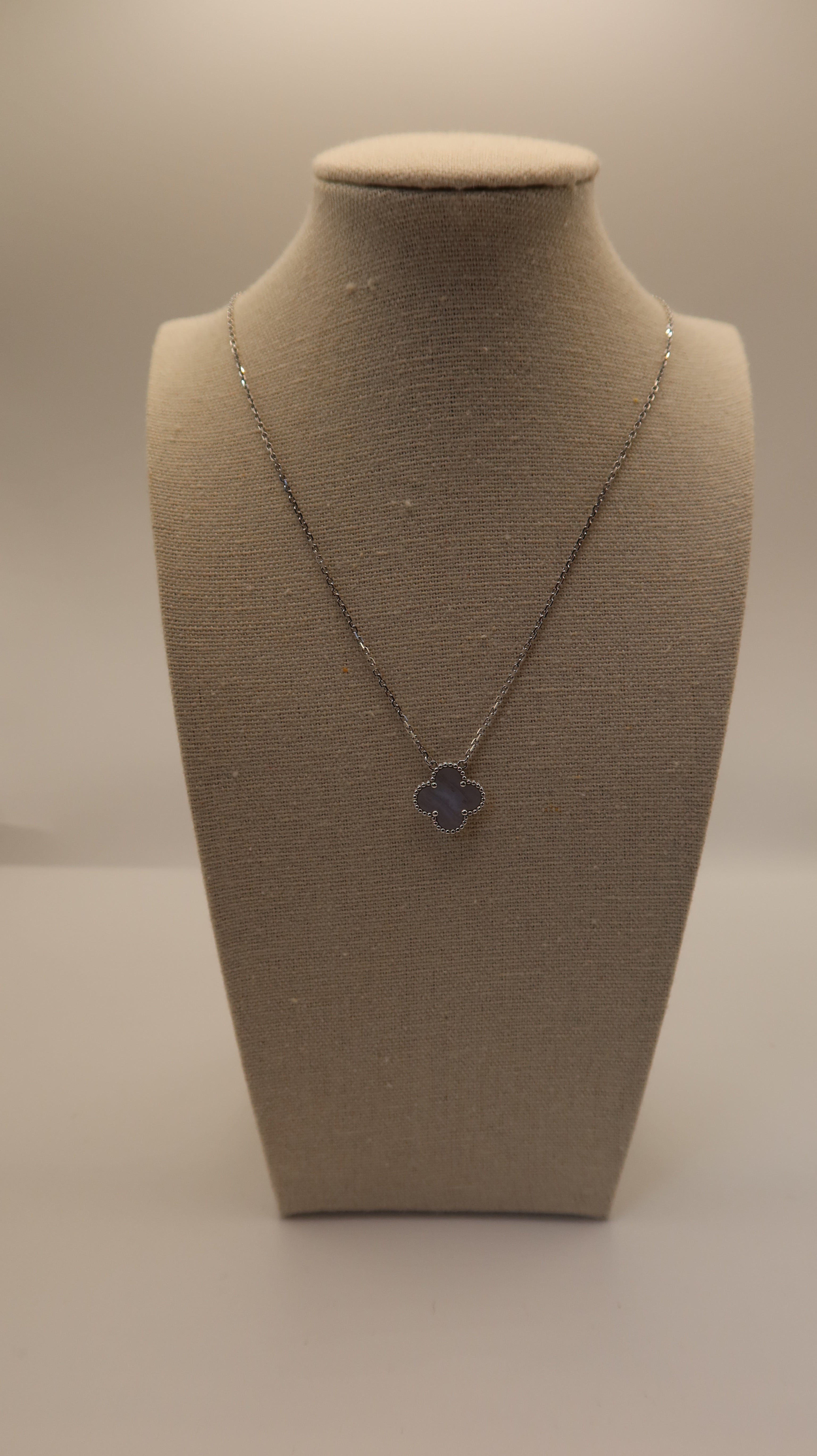 Van Cleef & Arpels Chalcedony Vintage Alhambra Necklace (WG)