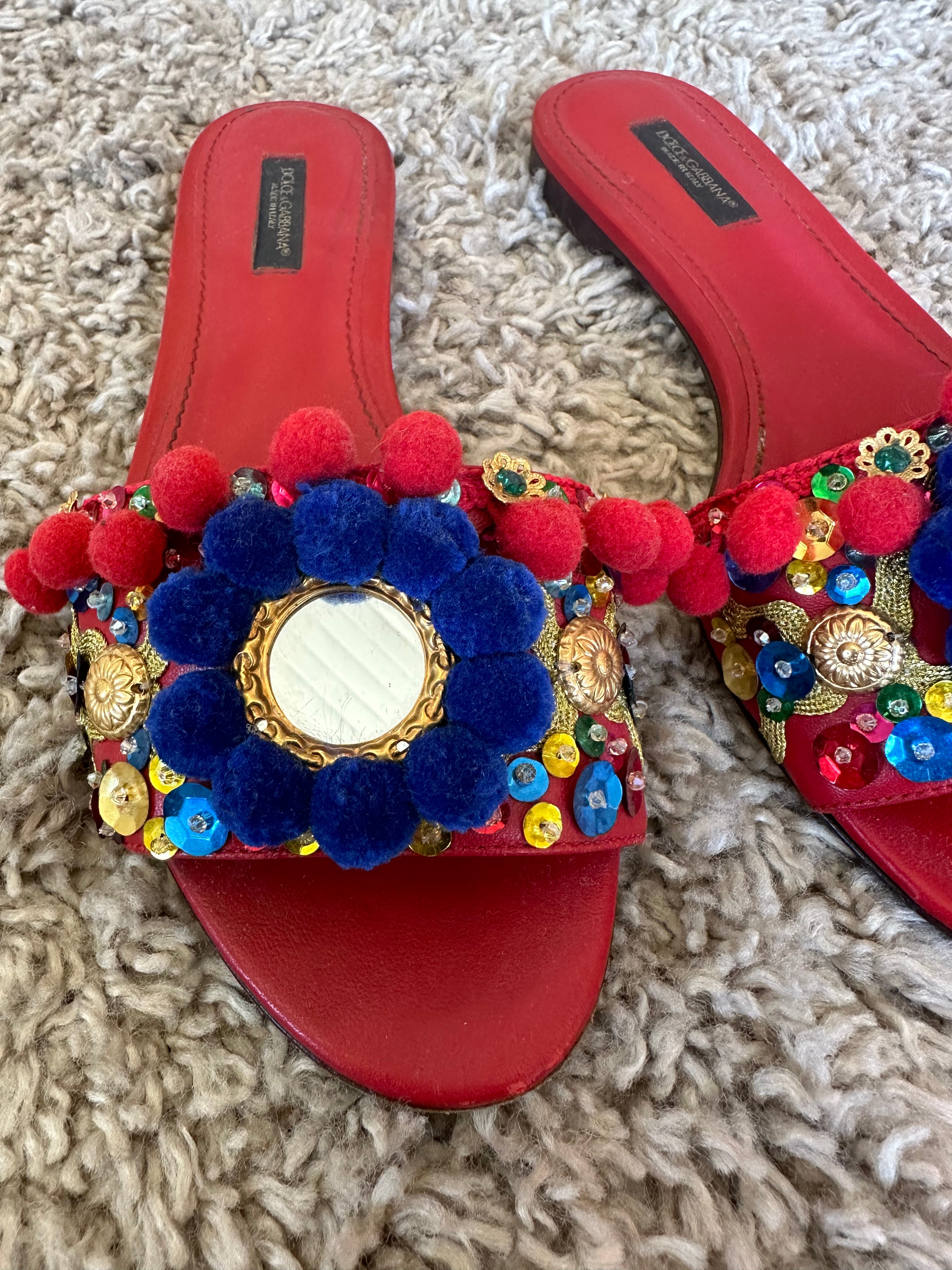 Dolce & Gabbana Pom Pom Slides (EU37)