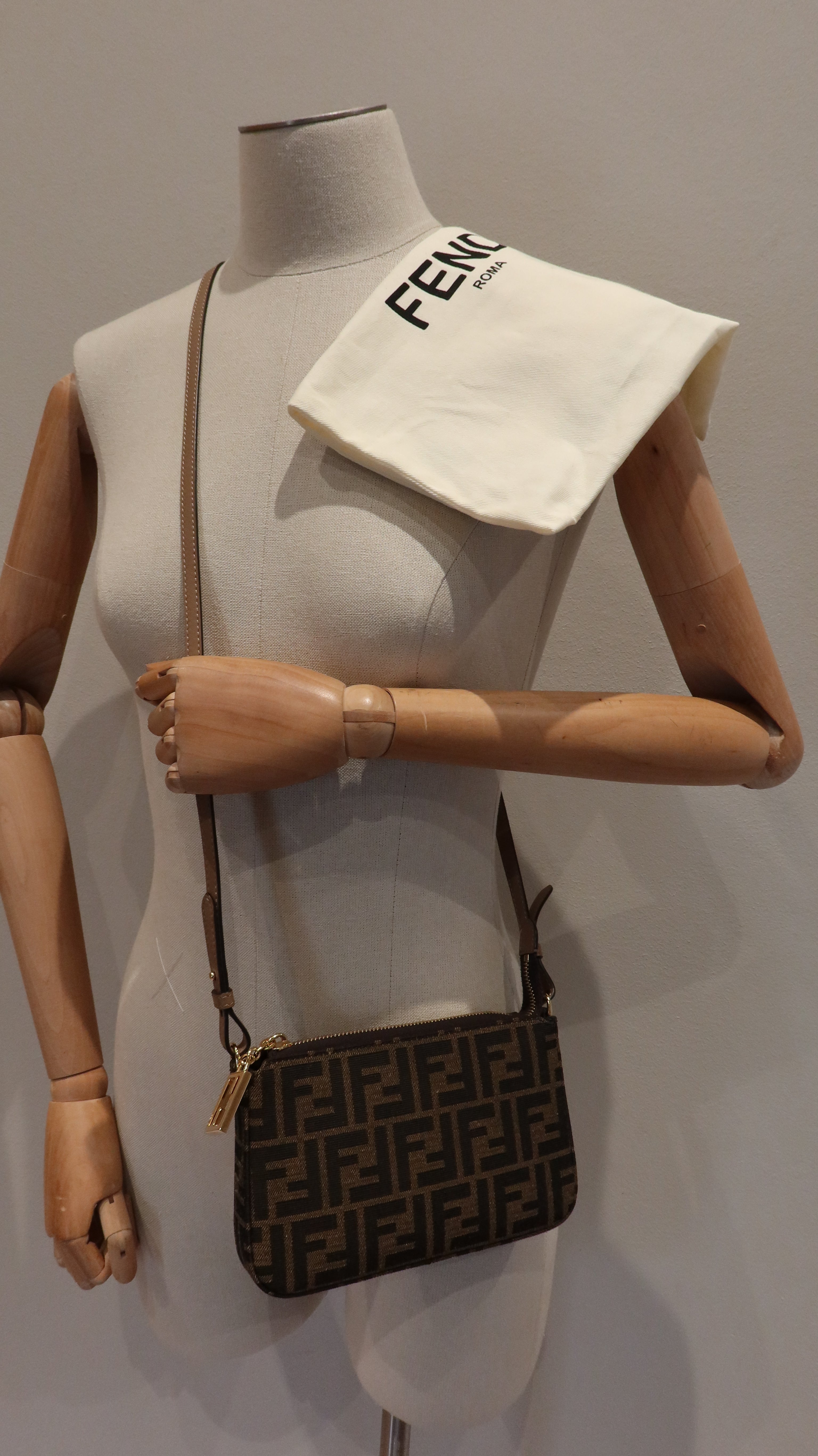 Fendi Baguette Pouch Clutch with Chain