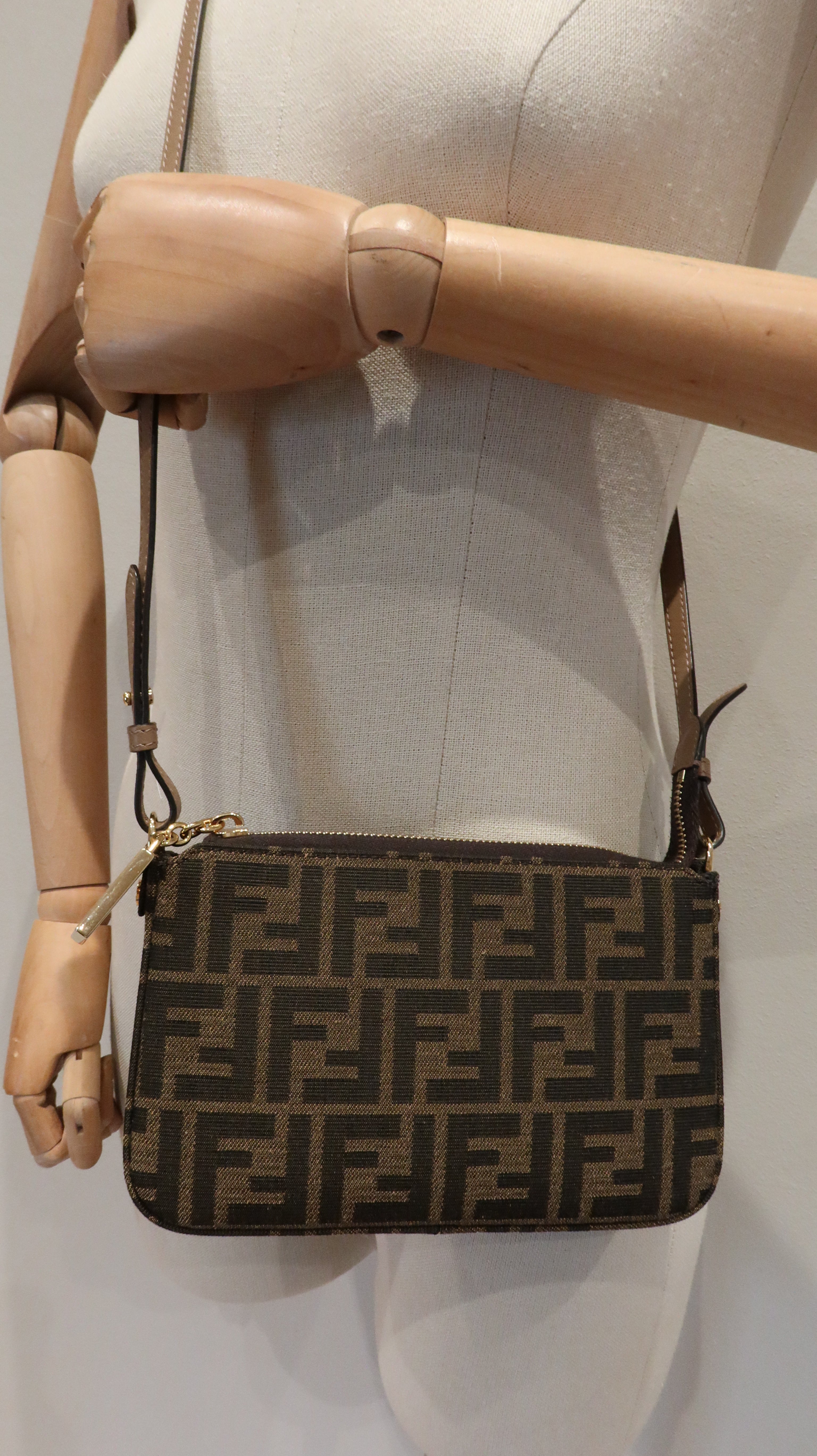 Fendi Baguette Pouch Clutch with Chain