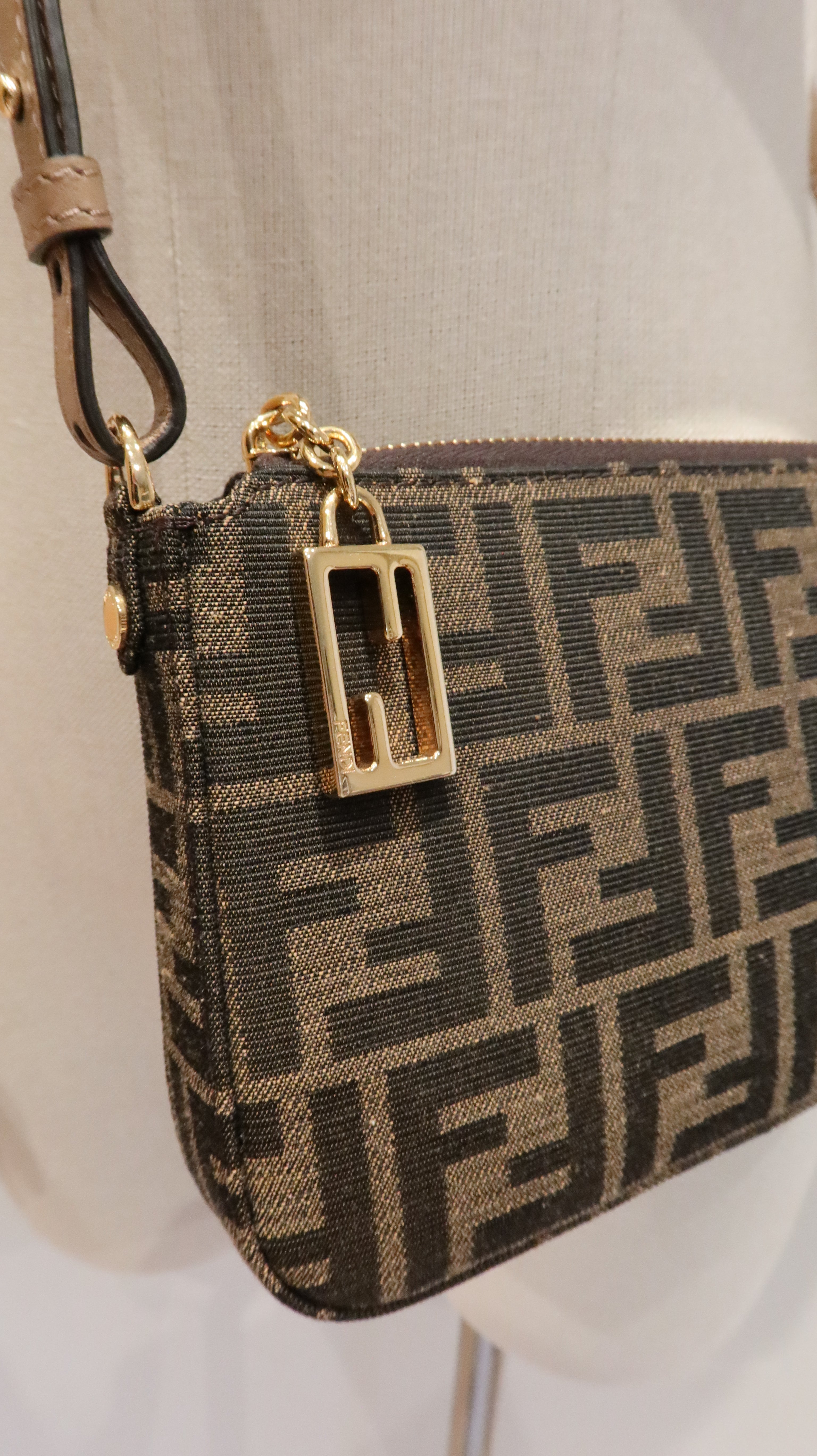 Fendi Baguette Pouch Clutch with Chain
