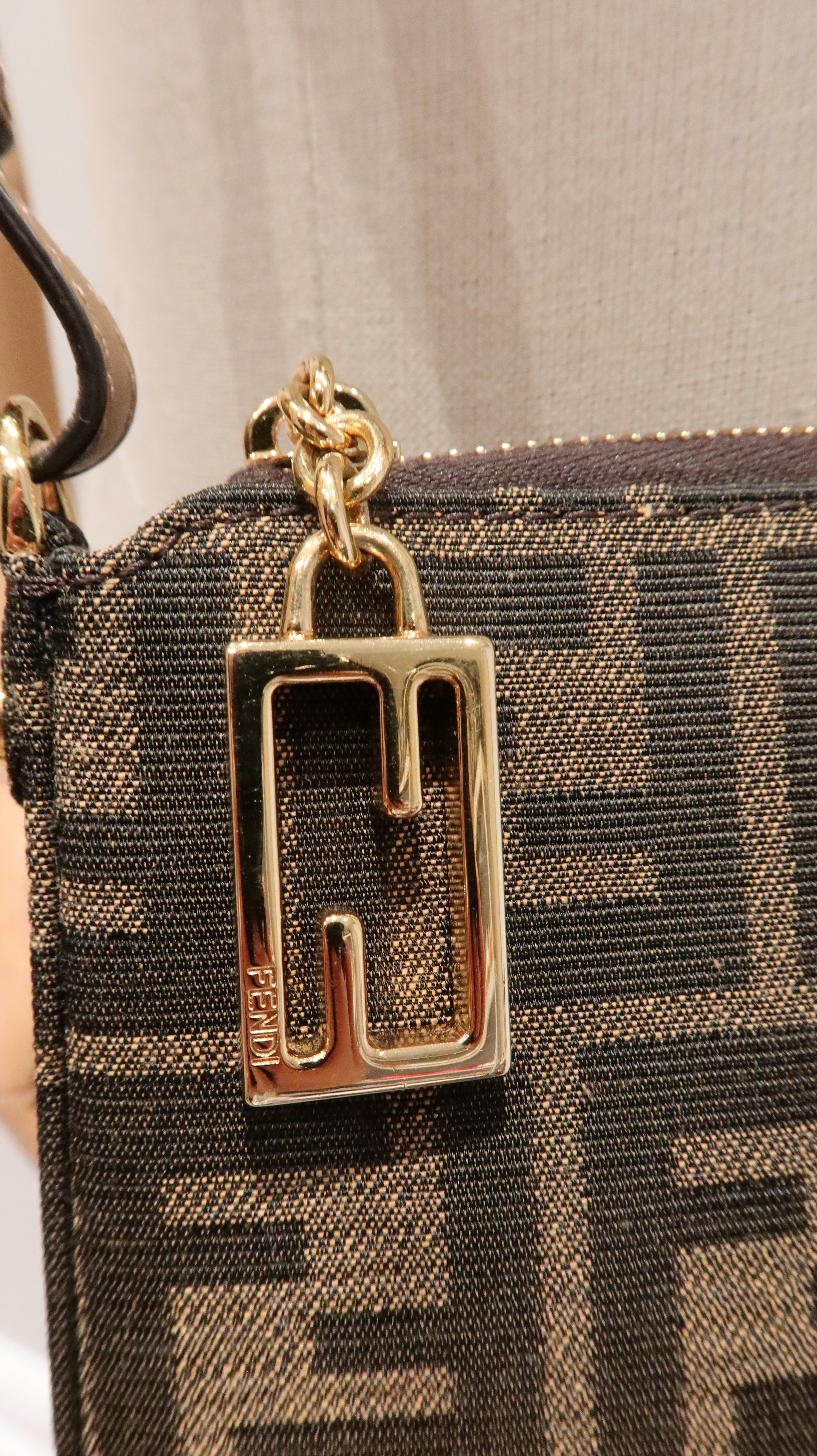 Fendi Baguette Pouch Clutch with Chain