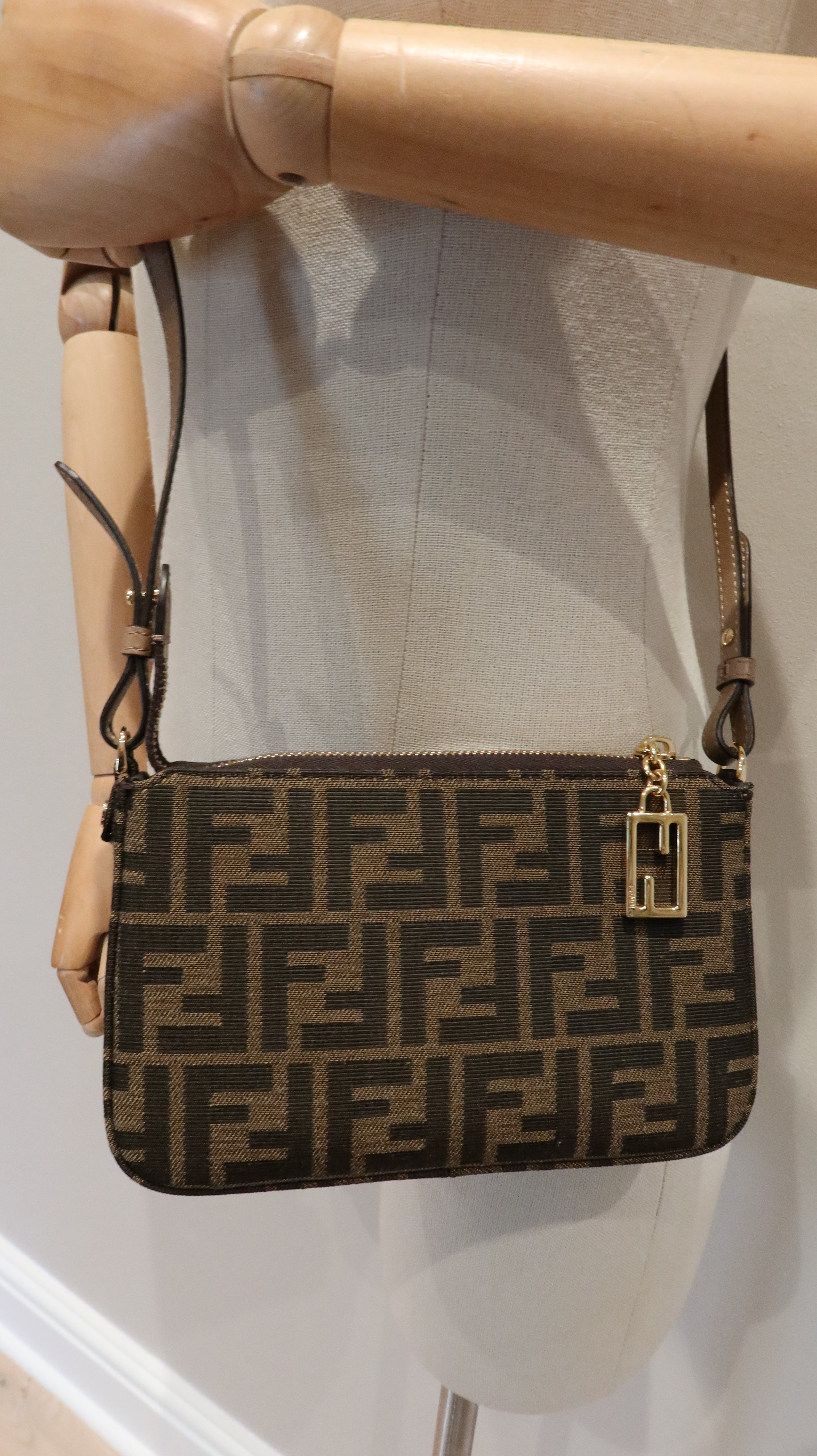 Fendi Baguette Pouch Clutch with Chain