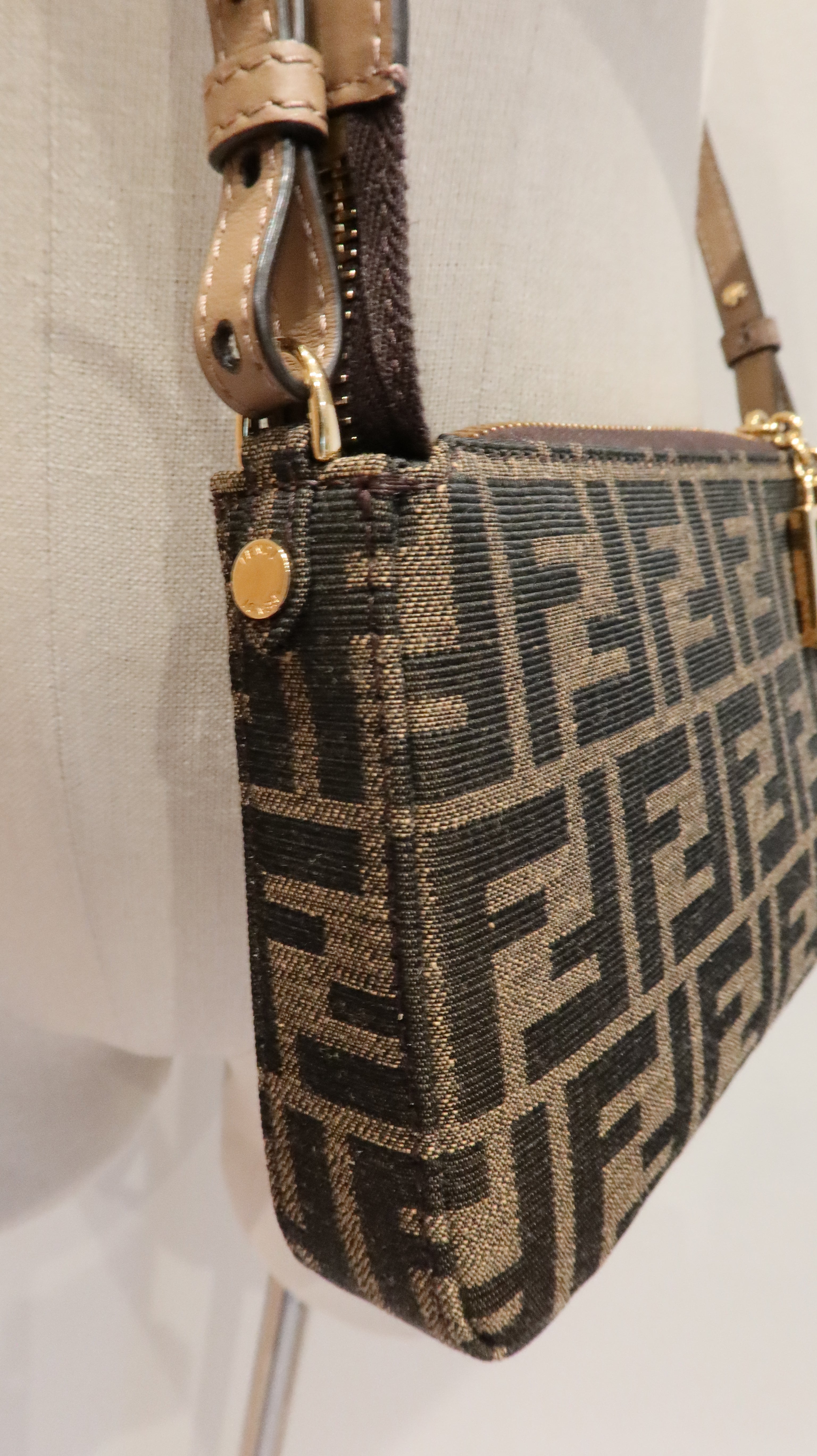 Fendi Baguette Pouch Clutch with Chain