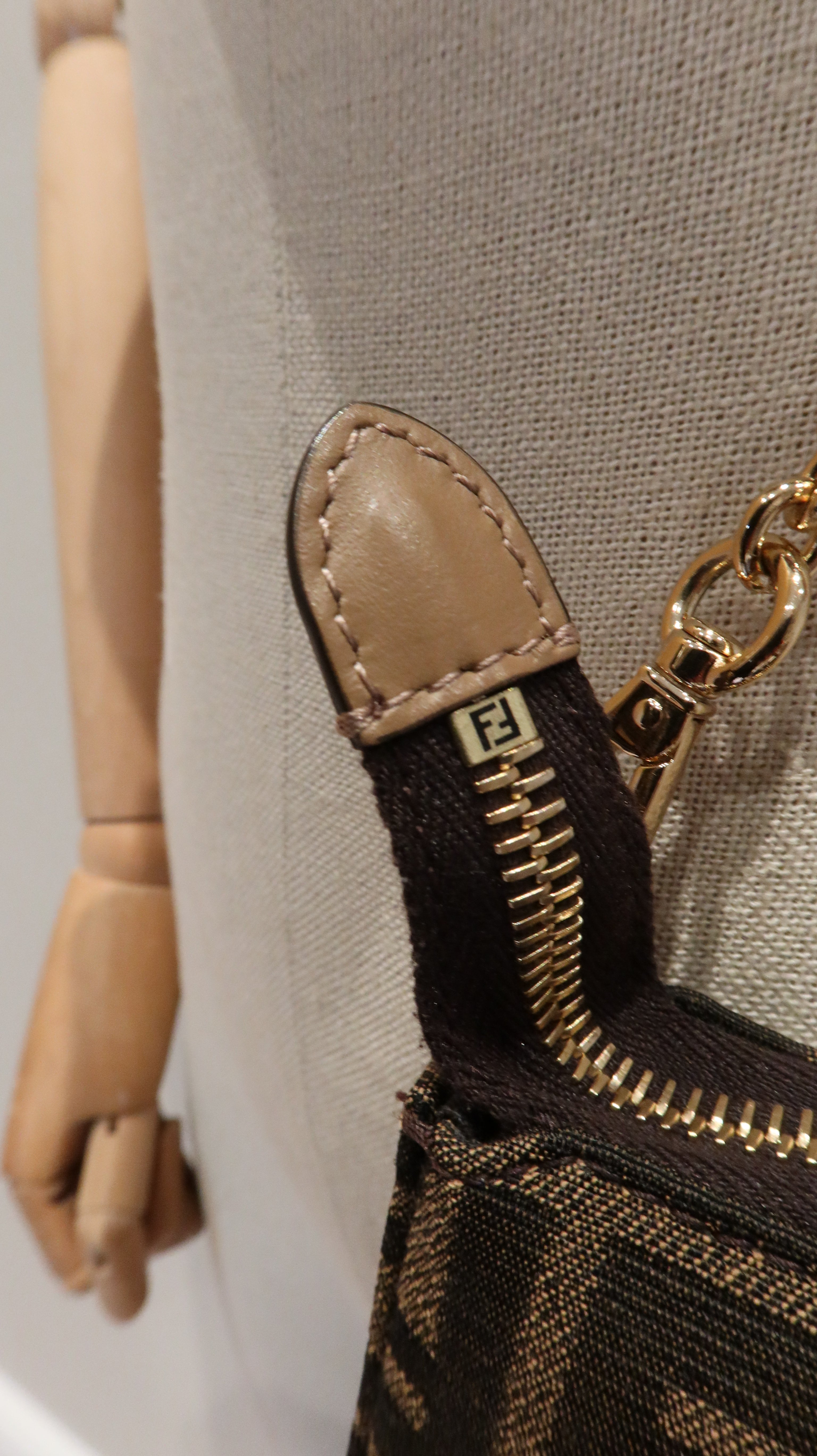 Fendi Baguette Pouch Clutch with Chain