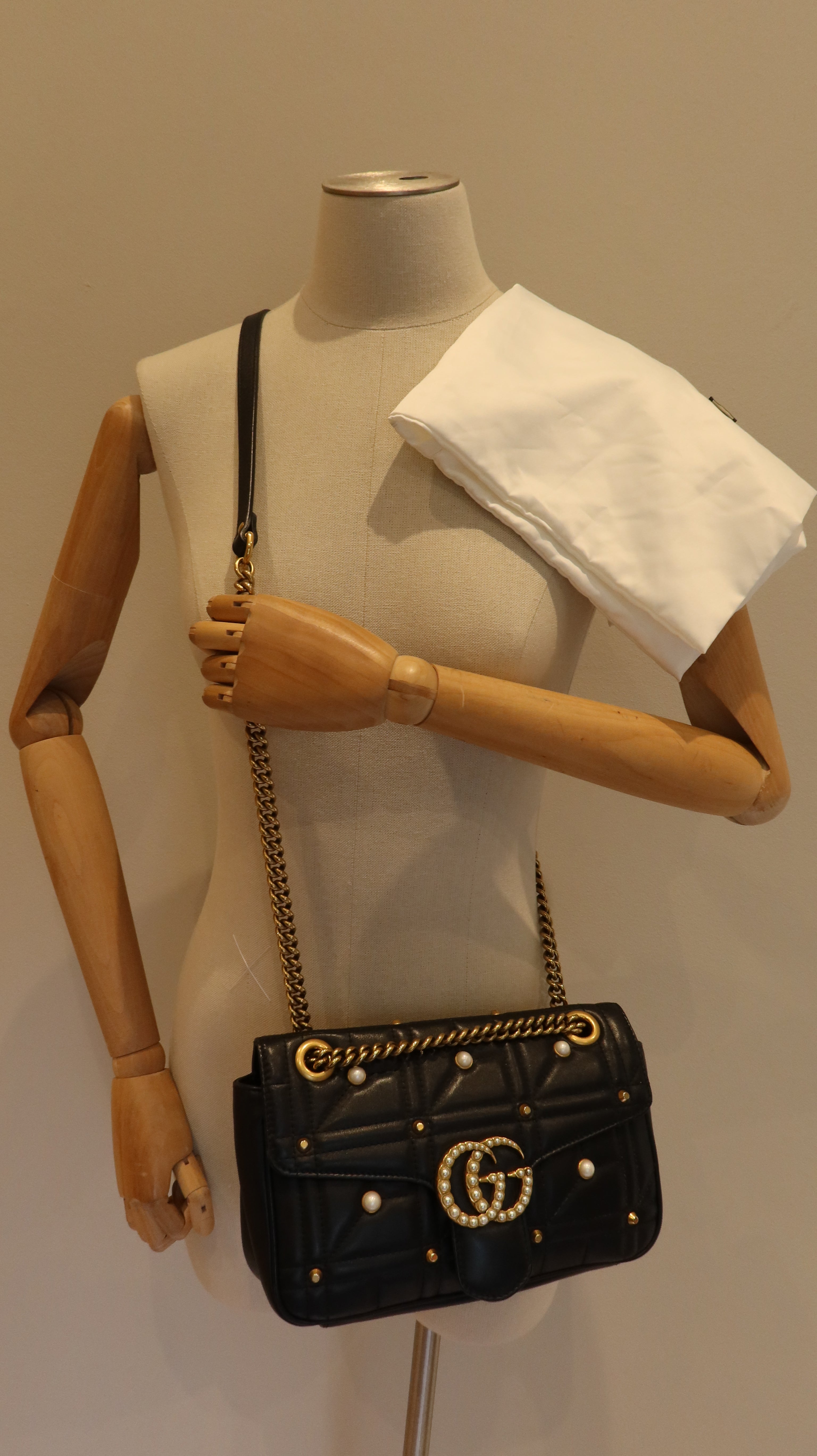 Gucci Pearl Studded Marmont Bag