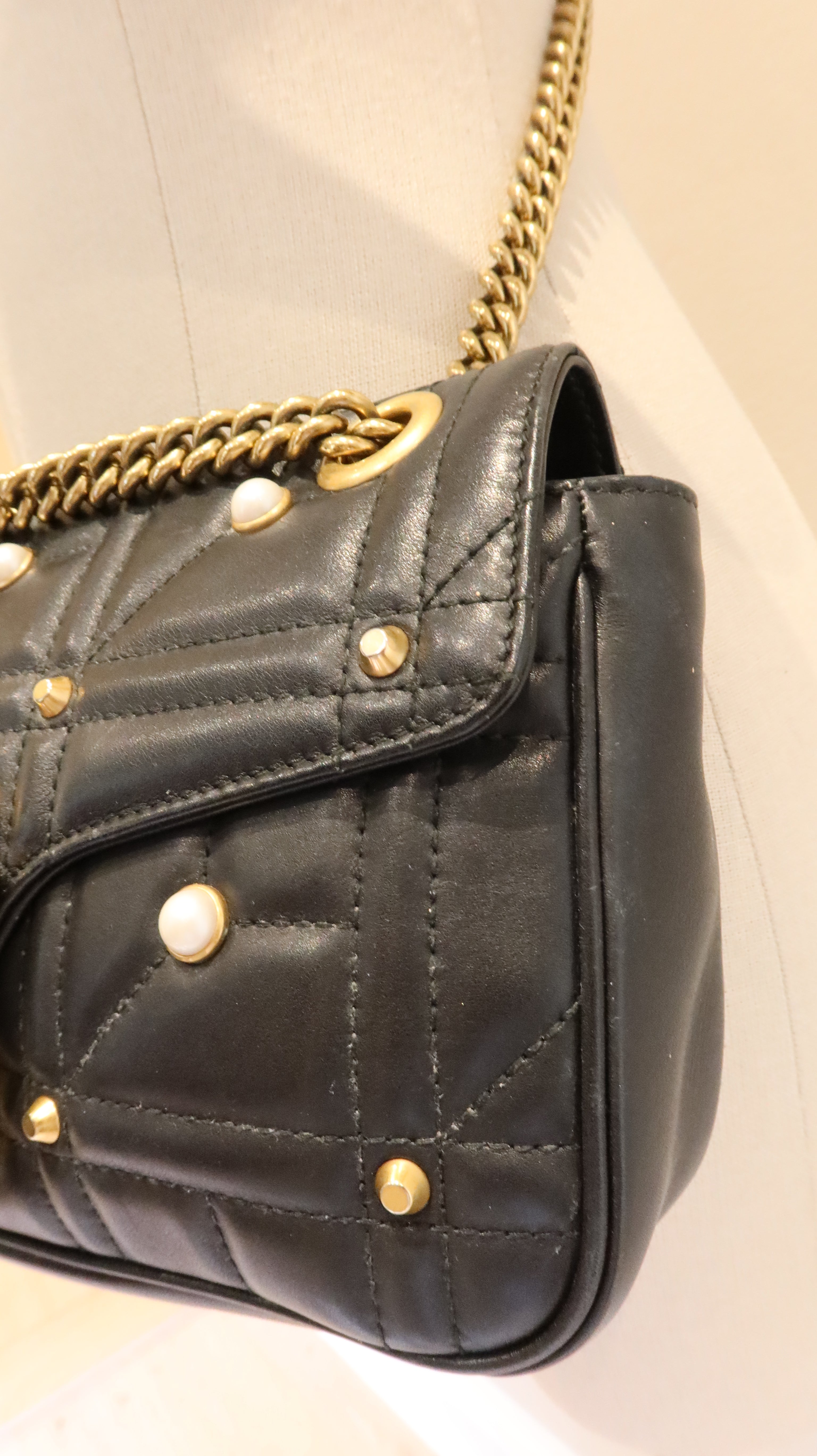 Gucci Pearl Studded Marmont Bag