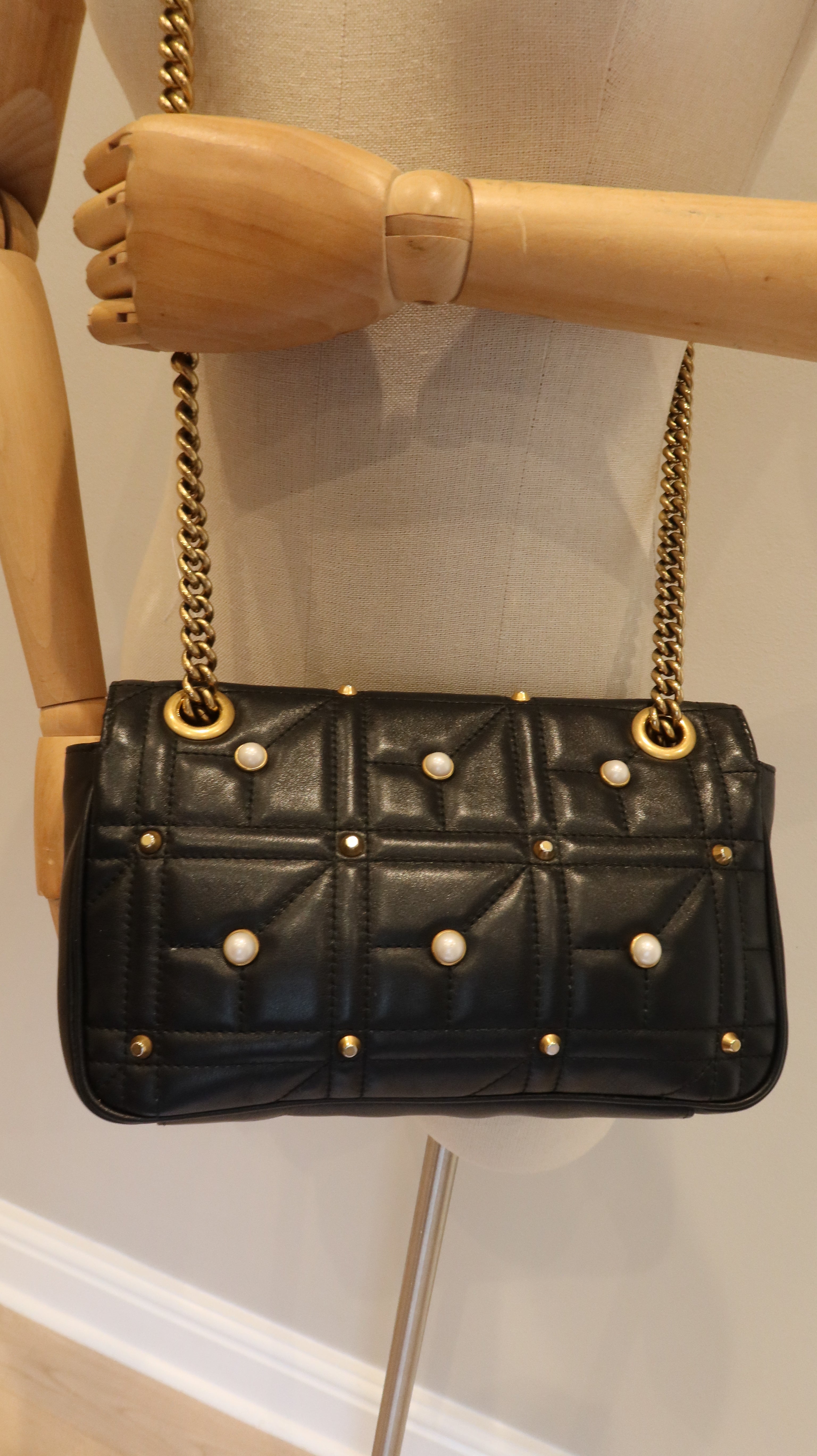Gucci Pearl Studded Marmont Bag