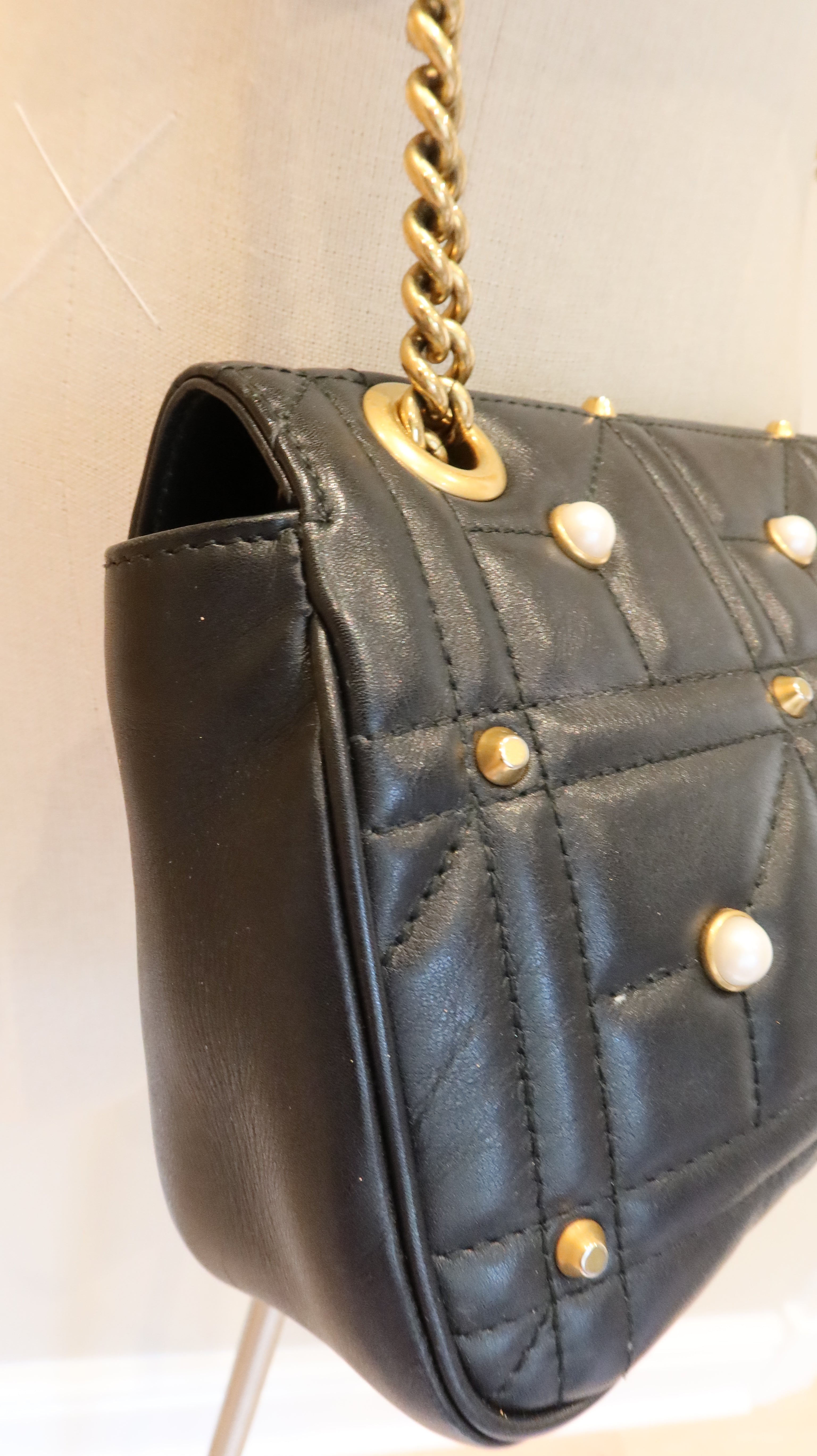 Gucci Pearl Studded Marmont Bag