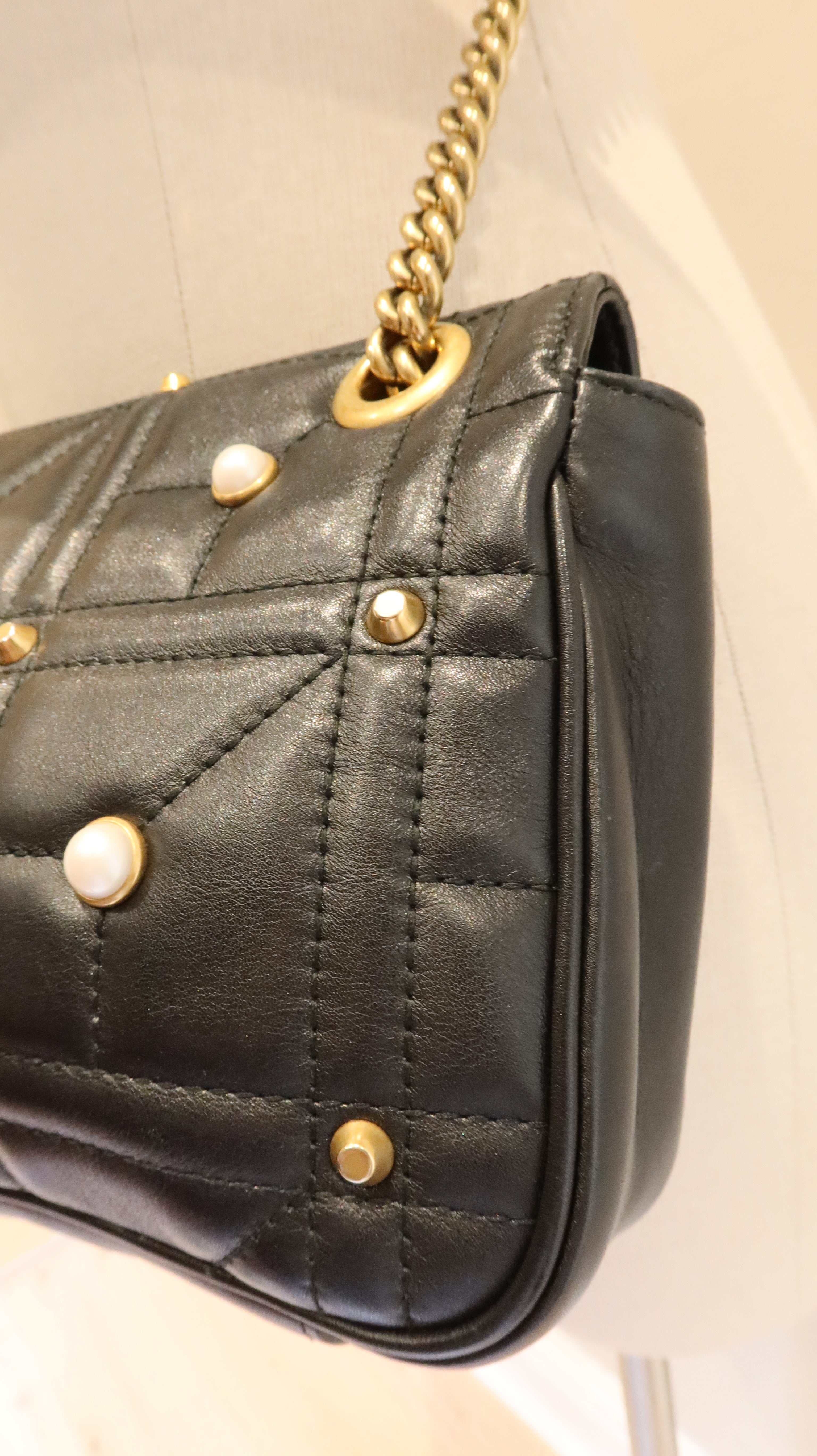 Gucci Pearl Studded Marmont Bag