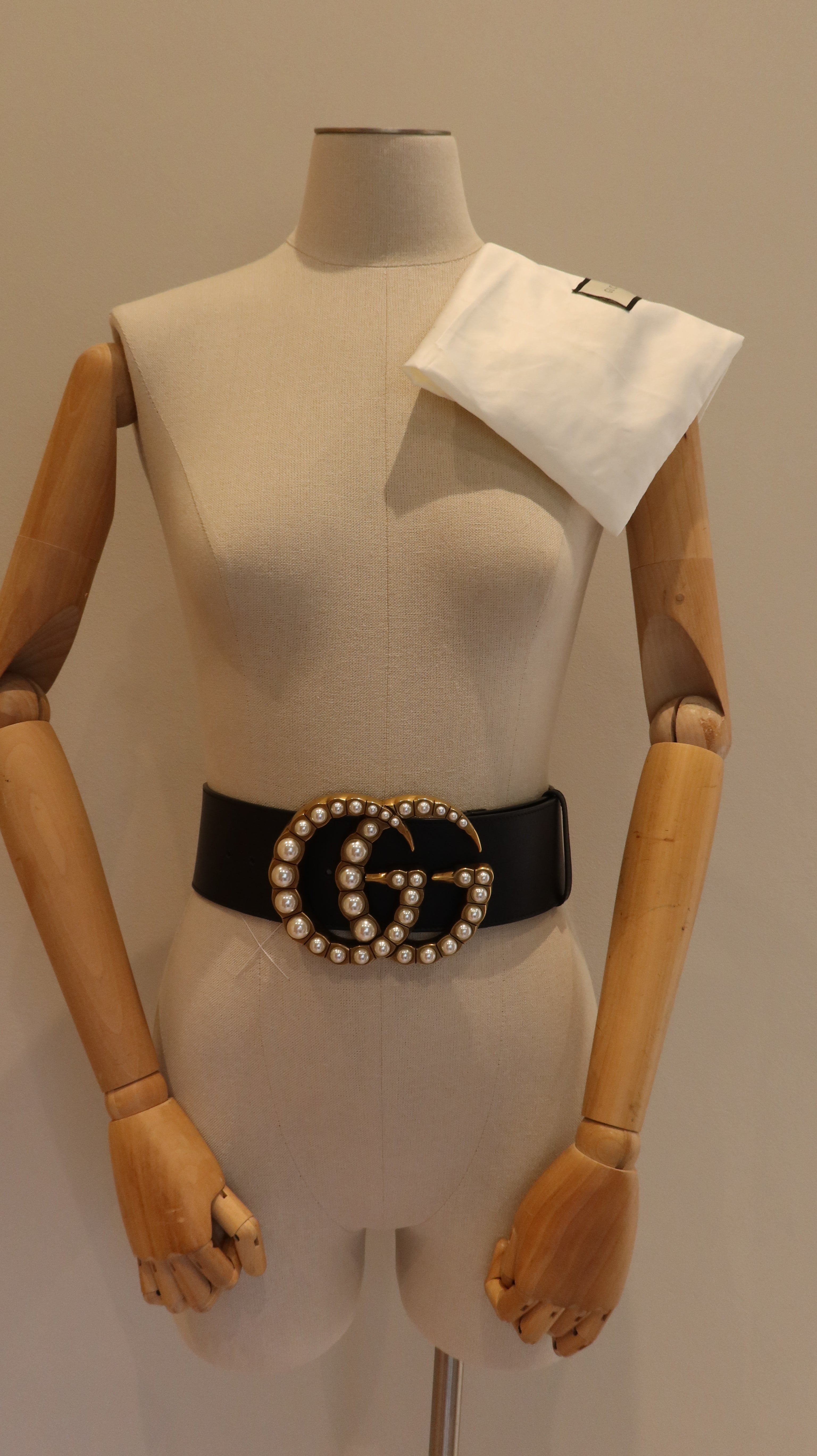 Gucci GG Pearl Studded Belt (80/32)