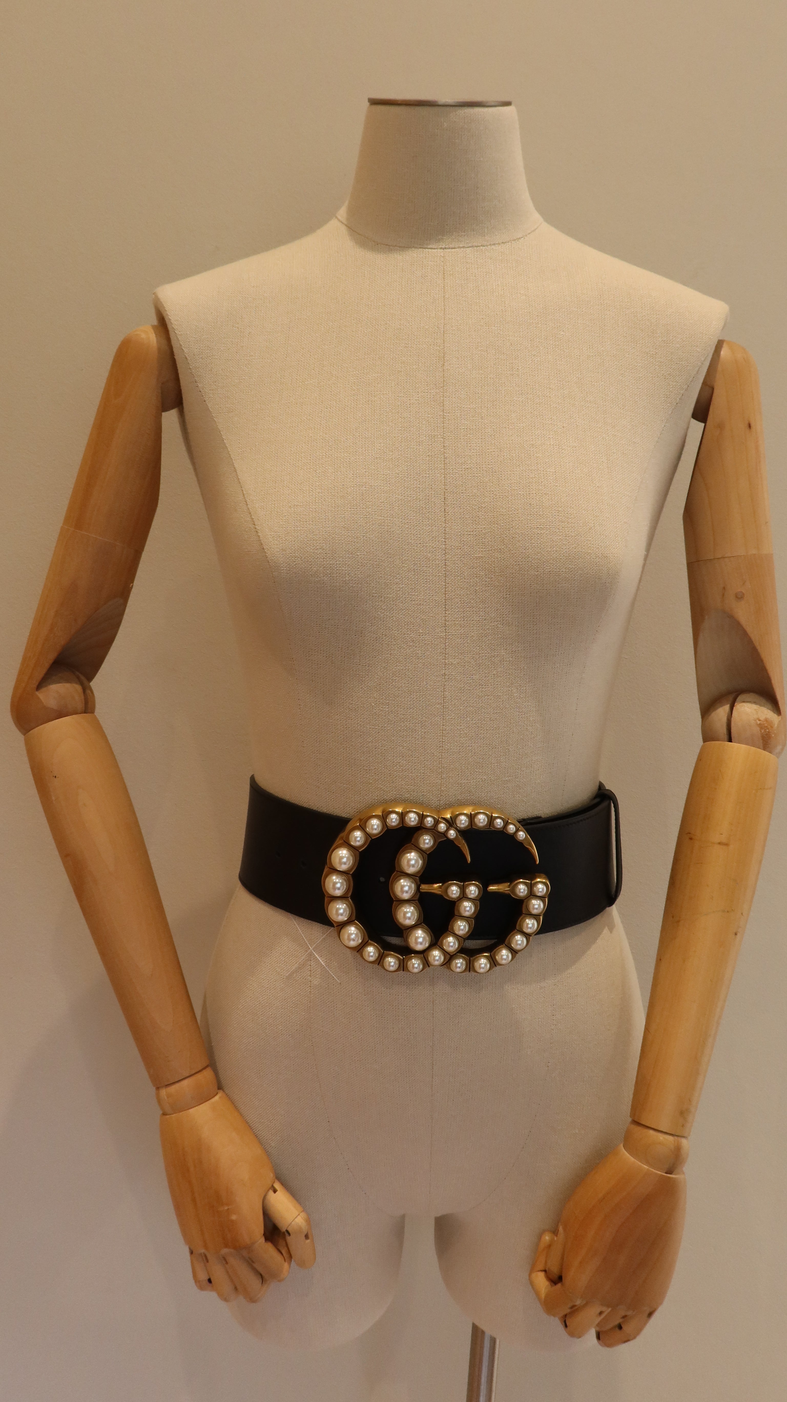Gucci GG Pearl Studded Belt (80/32)