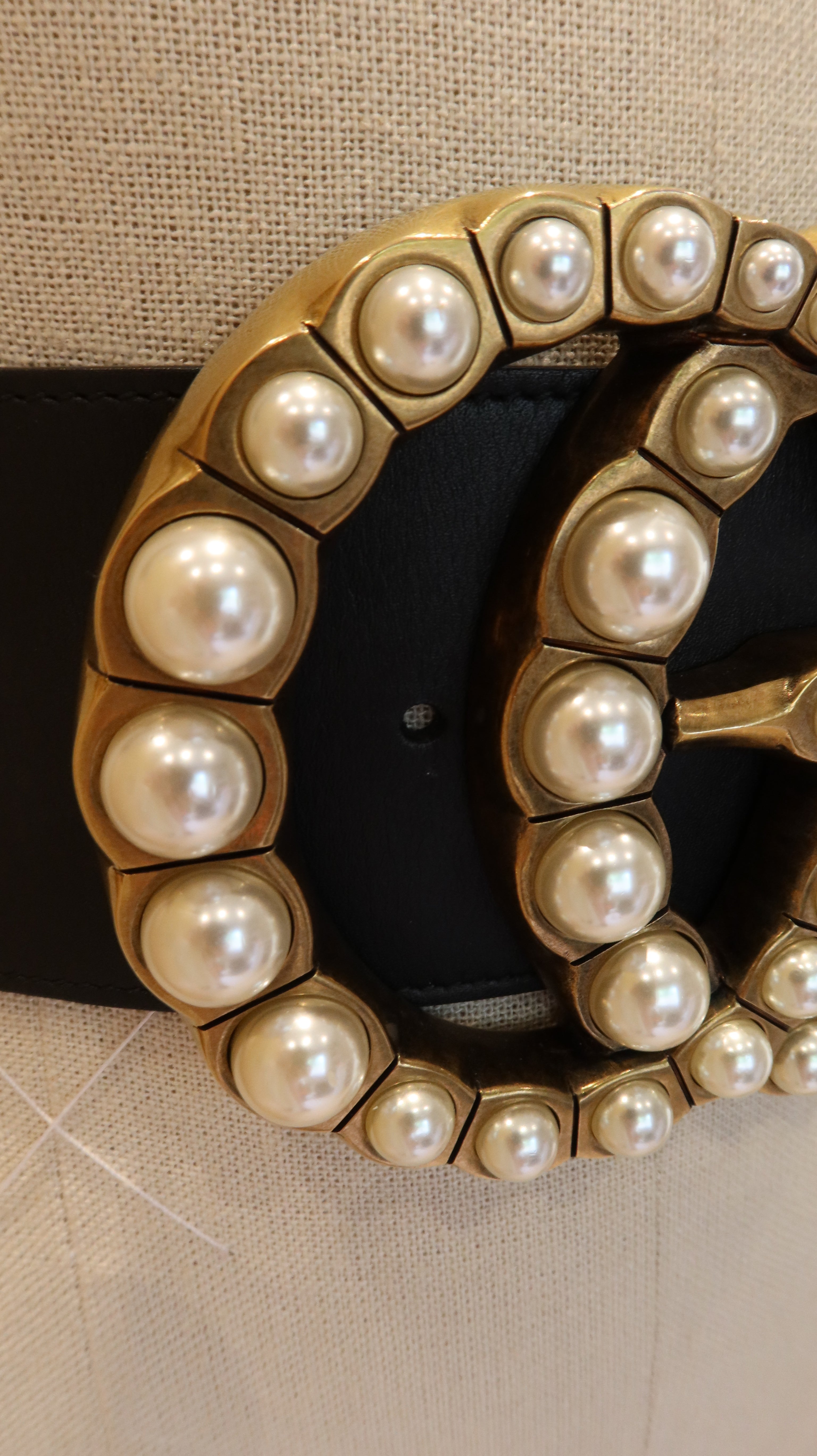 Gucci GG Pearl Studded Belt (80/32)