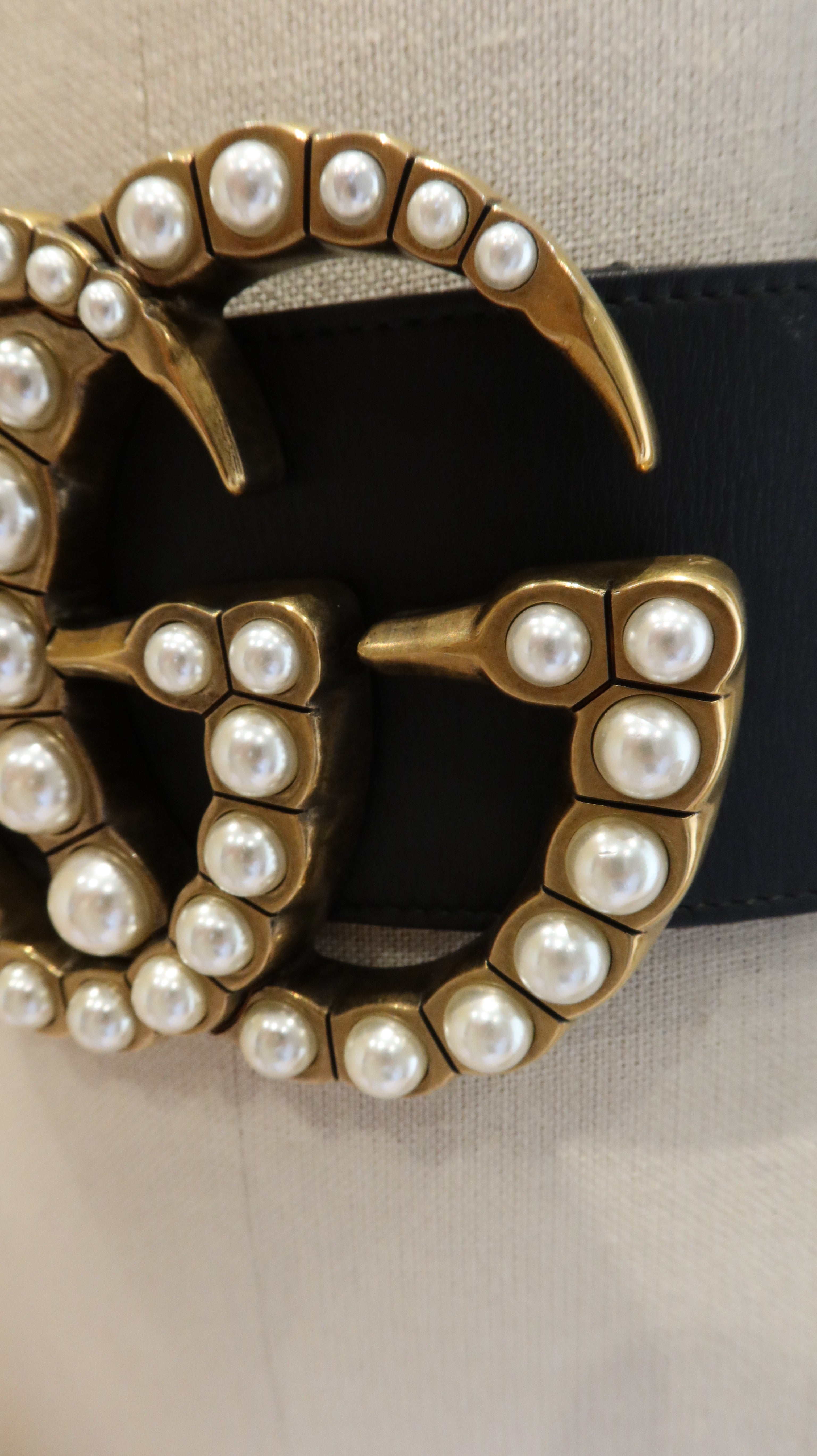 Gucci GG Pearl Studded Belt (80/32)