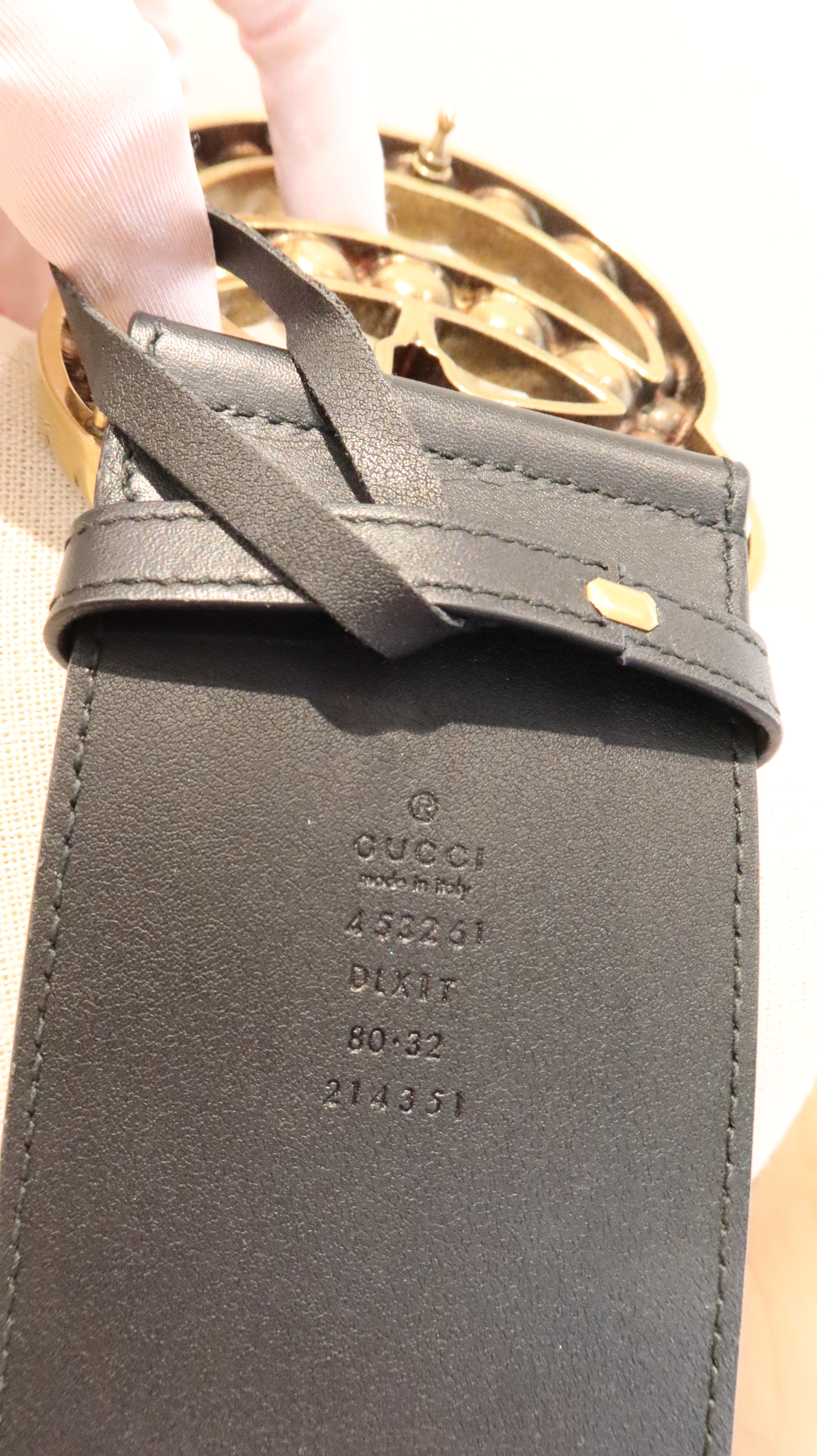 Gucci GG Pearl Studded Belt (80/32)
