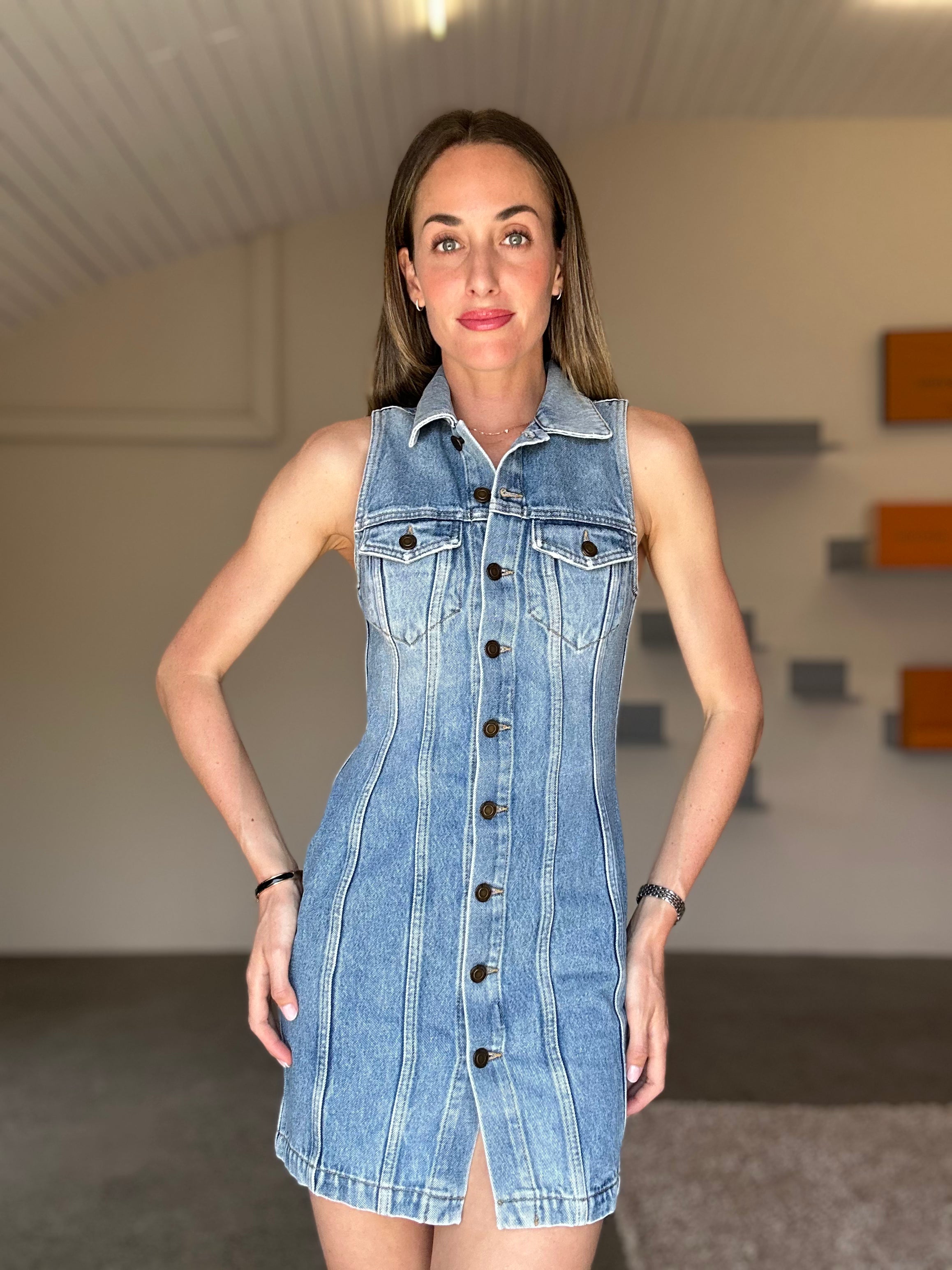 Saint Laurent Sleevless Denim Dress (34)