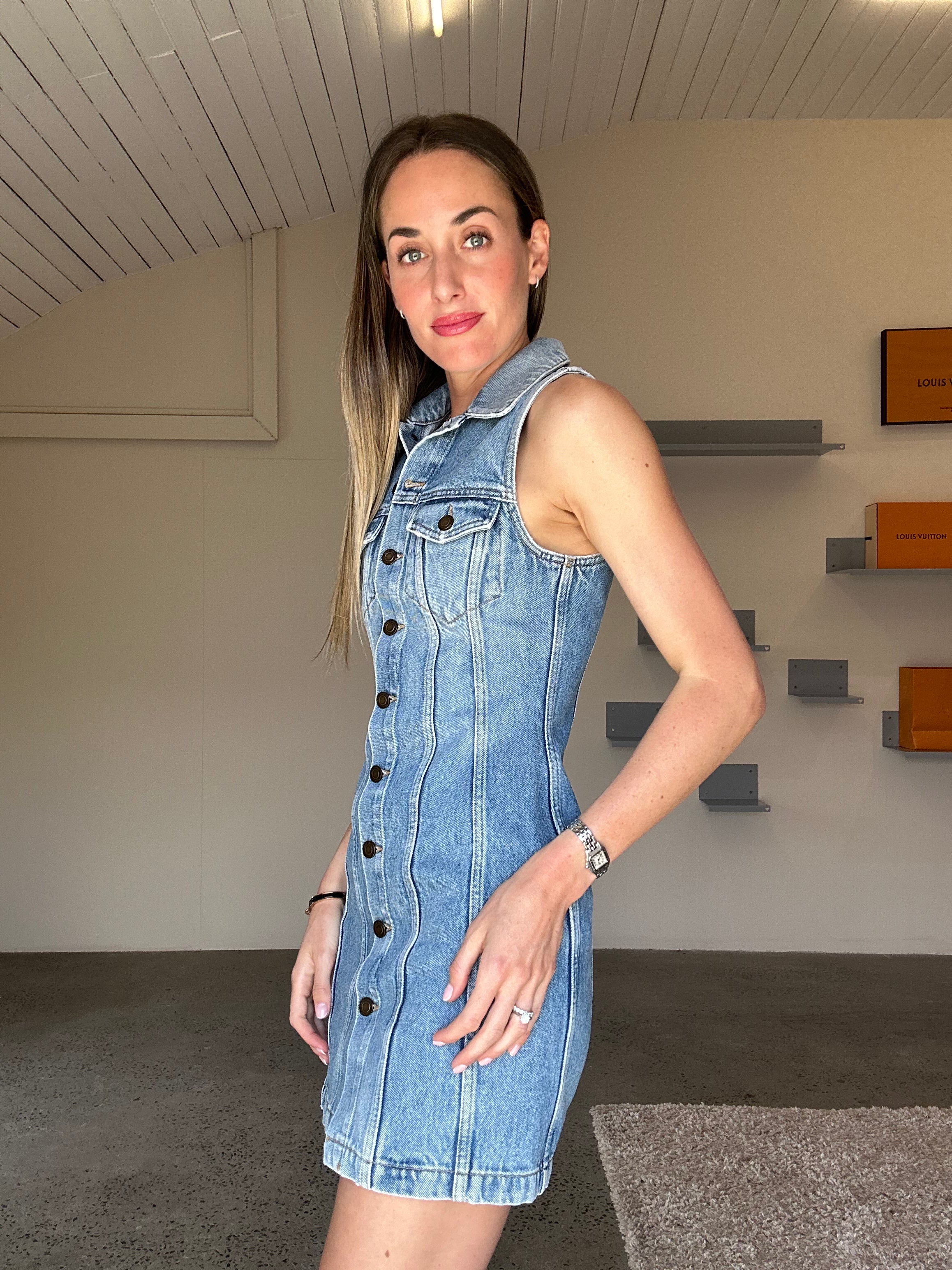 Saint Laurent Sleevless Denim Dress (34)