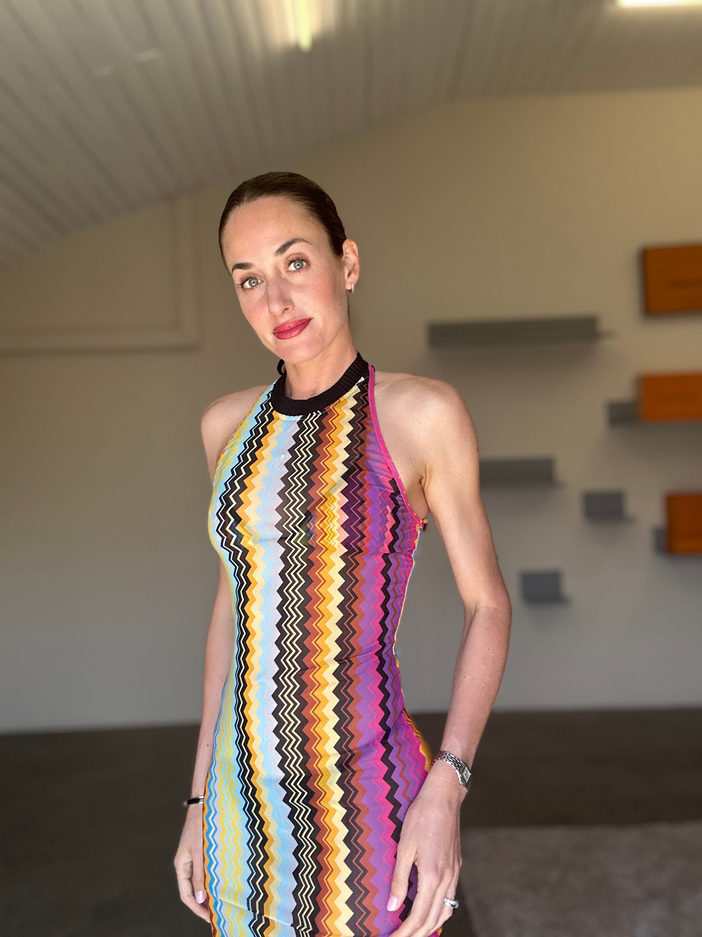 MISSONI Zigzag Tulle Beach Dress (38)