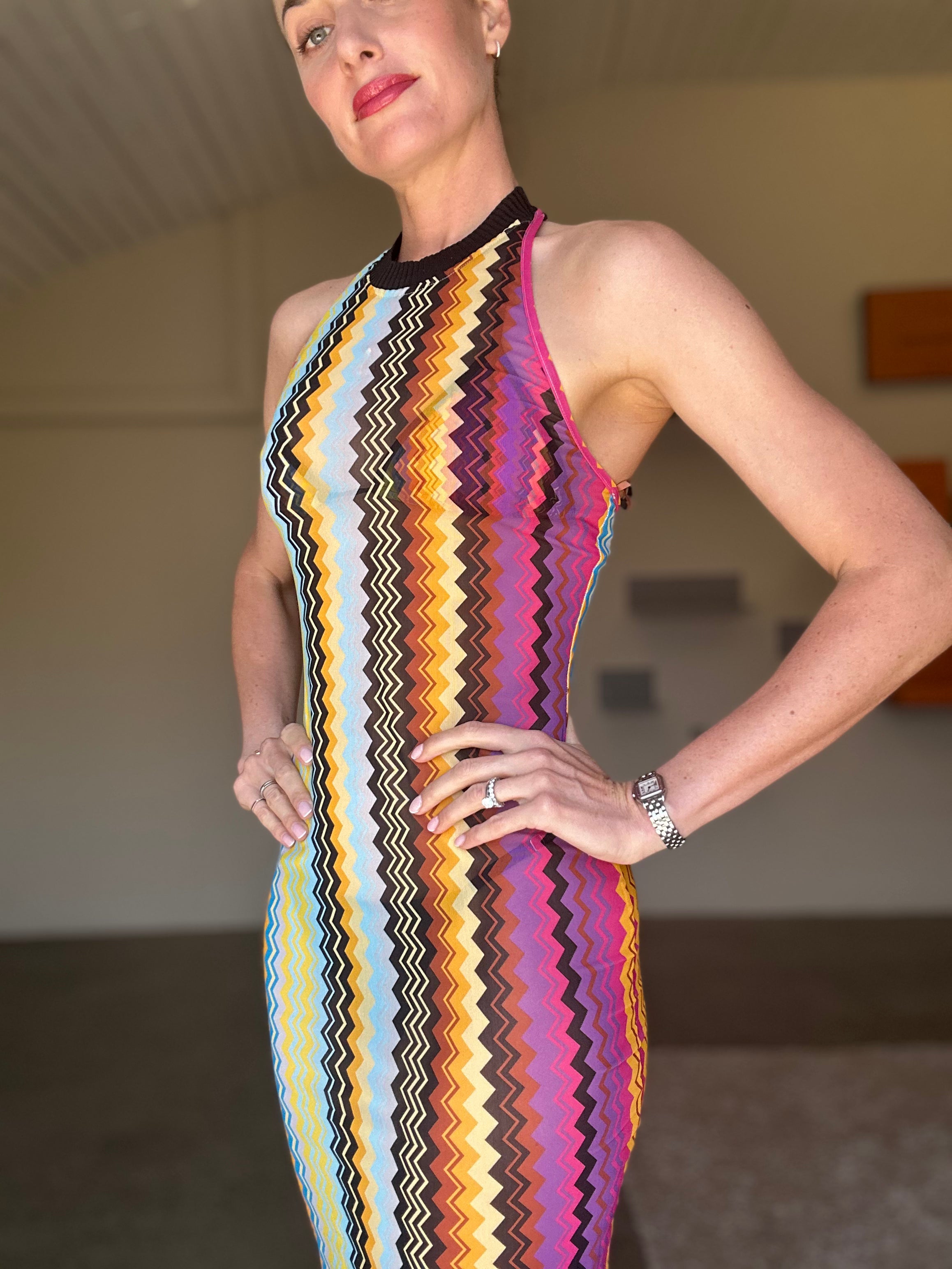 MISSONI Zigzag Tulle Beach Dress (38)