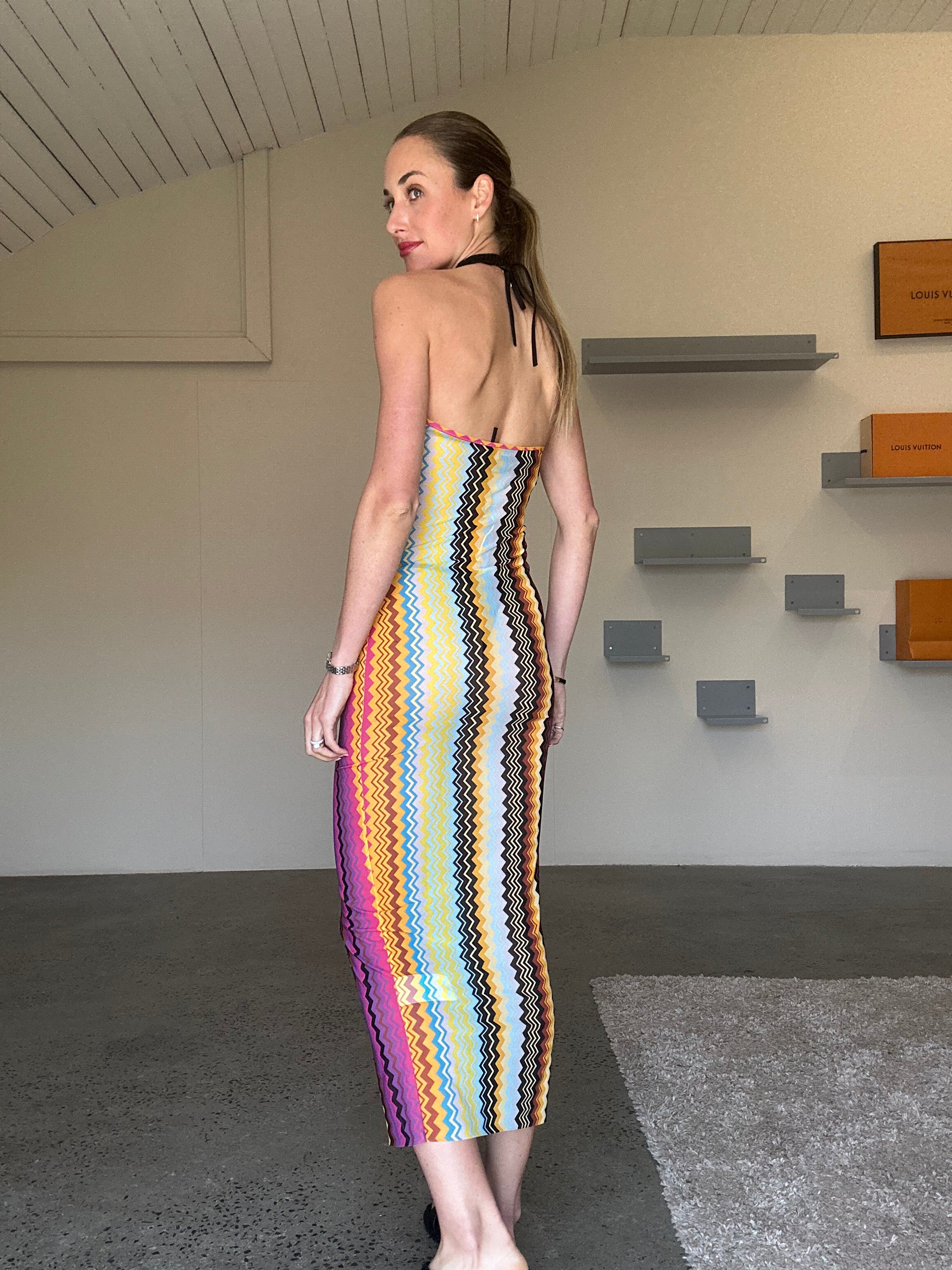 MISSONI Zigzag Tulle Beach Dress (38)