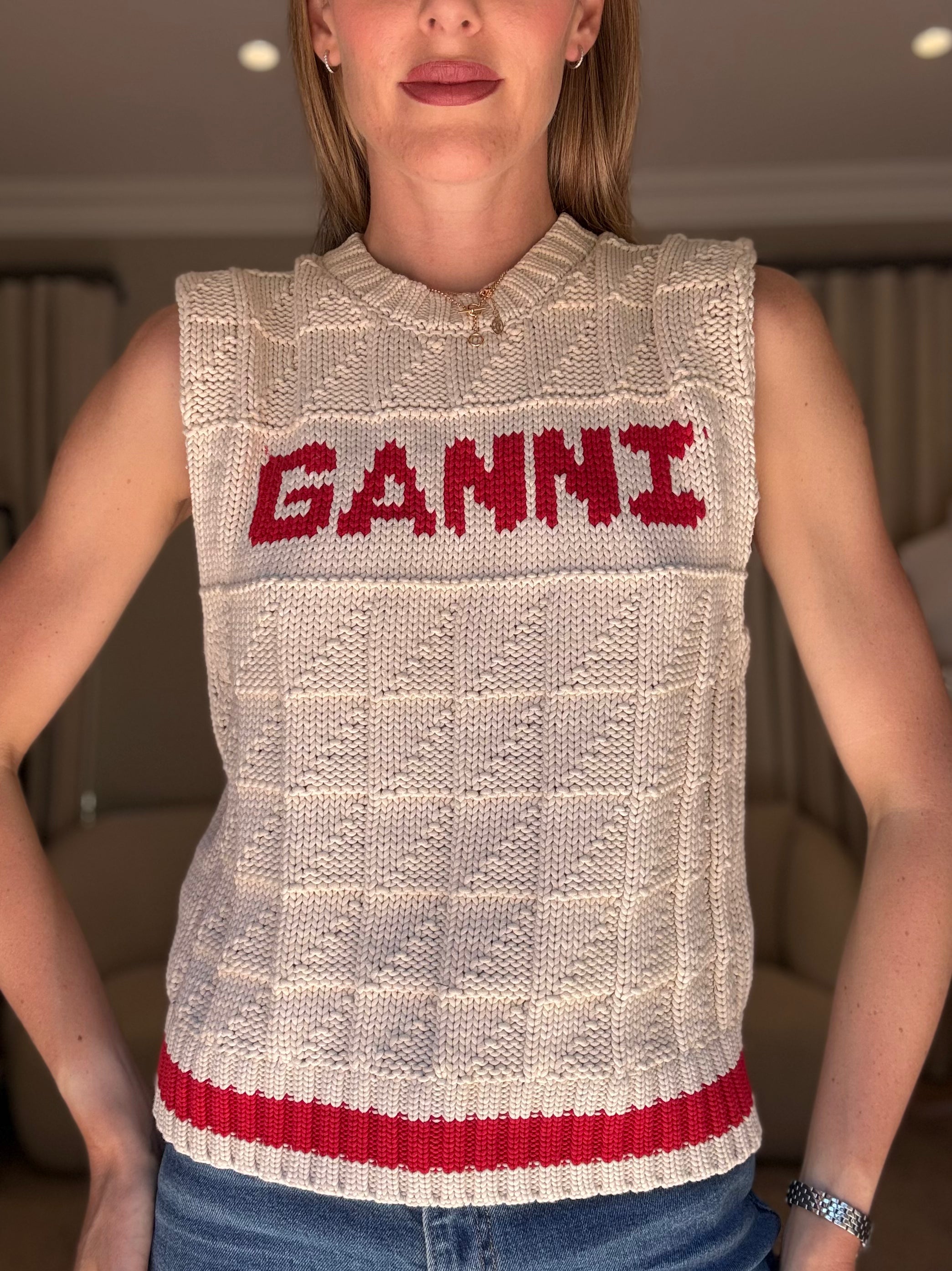 Ganni Cable Knit Vest (S)