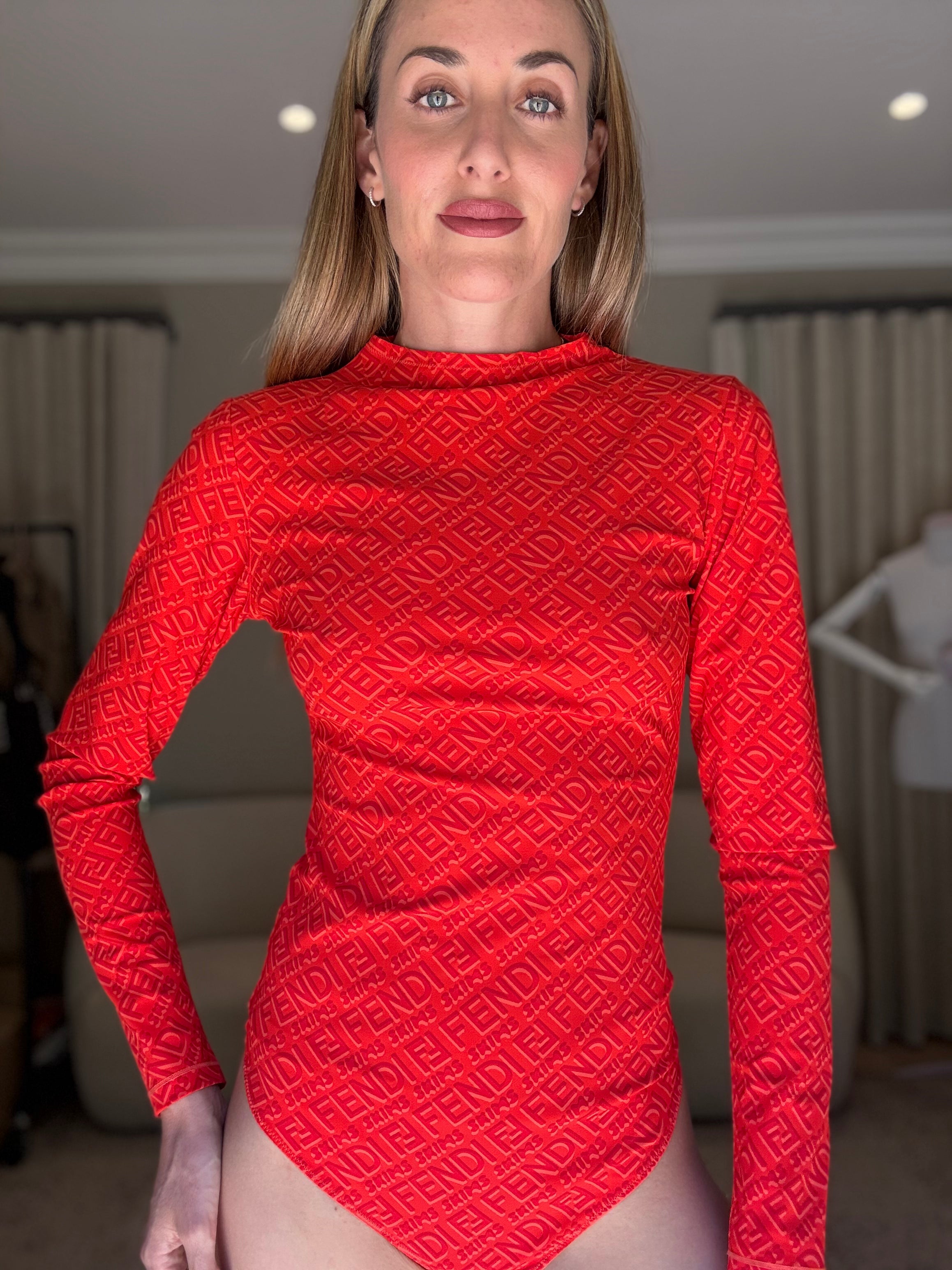 Skims x Fendi Long Sleeve Bodysuit (M)