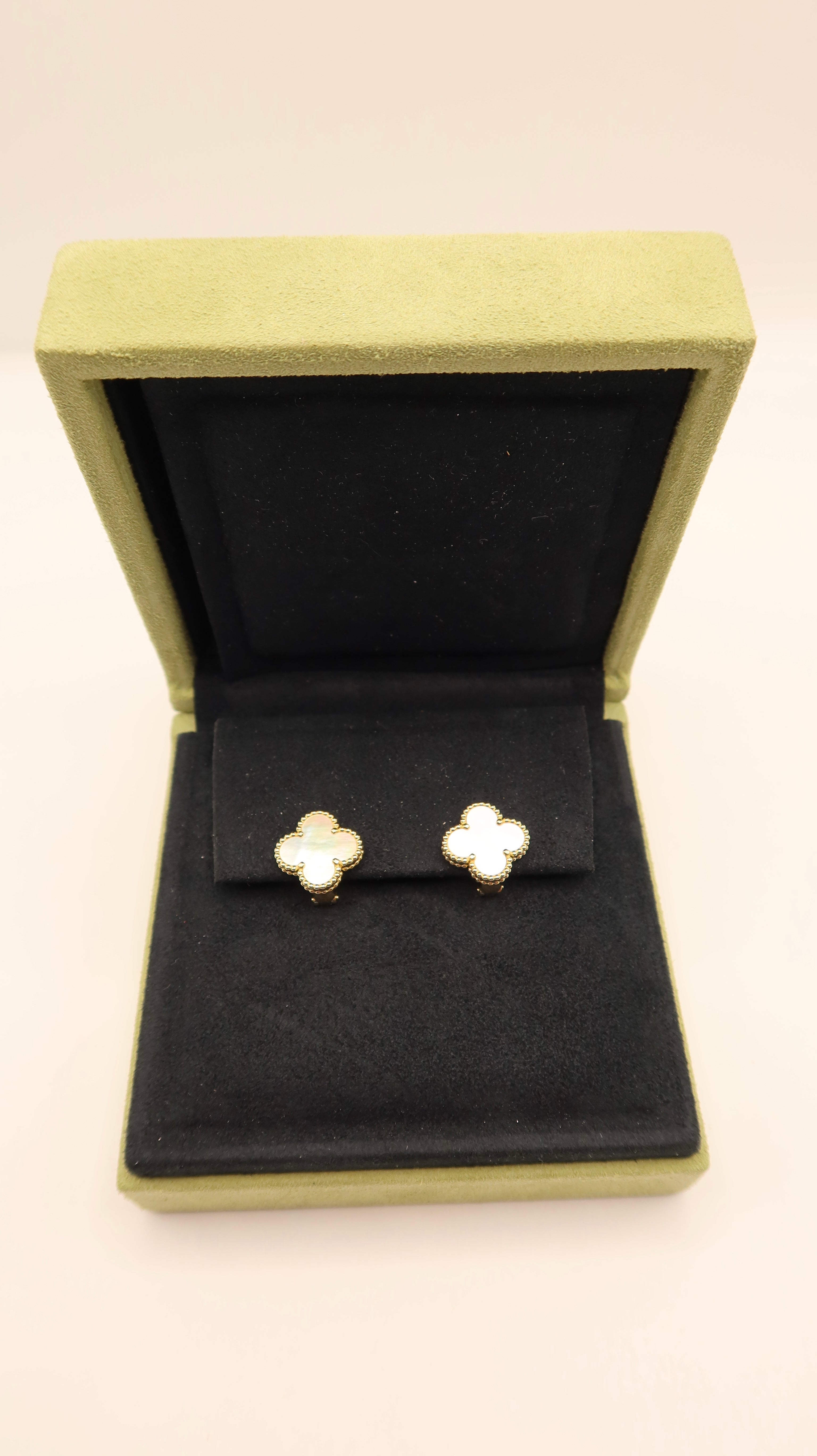 Van Cleef & Arpels MOP Vintage Alhambra Earrings (YG)