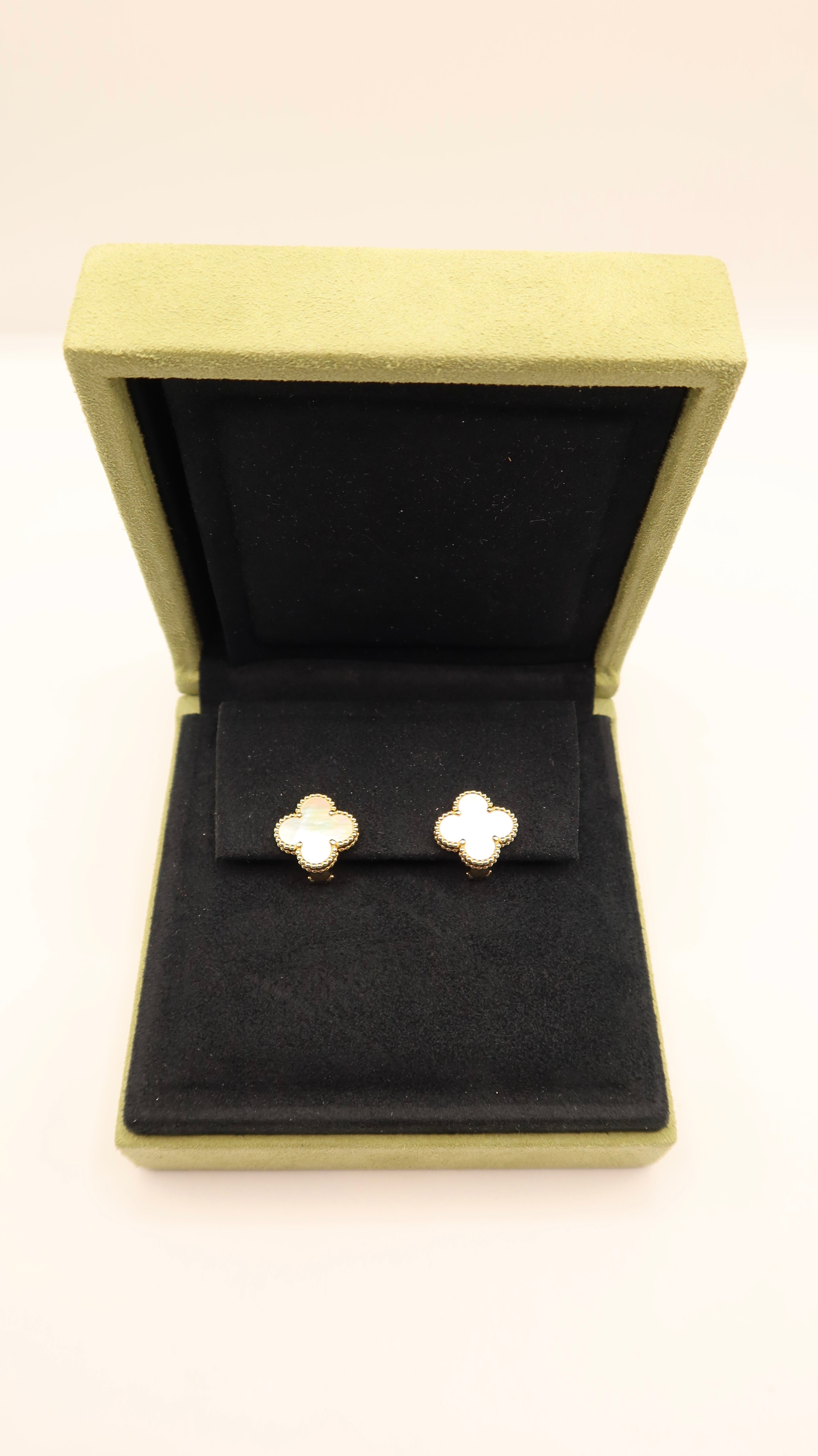 Van Cleef & Arpels MOP Vintage Alhambra Earrings (YG)