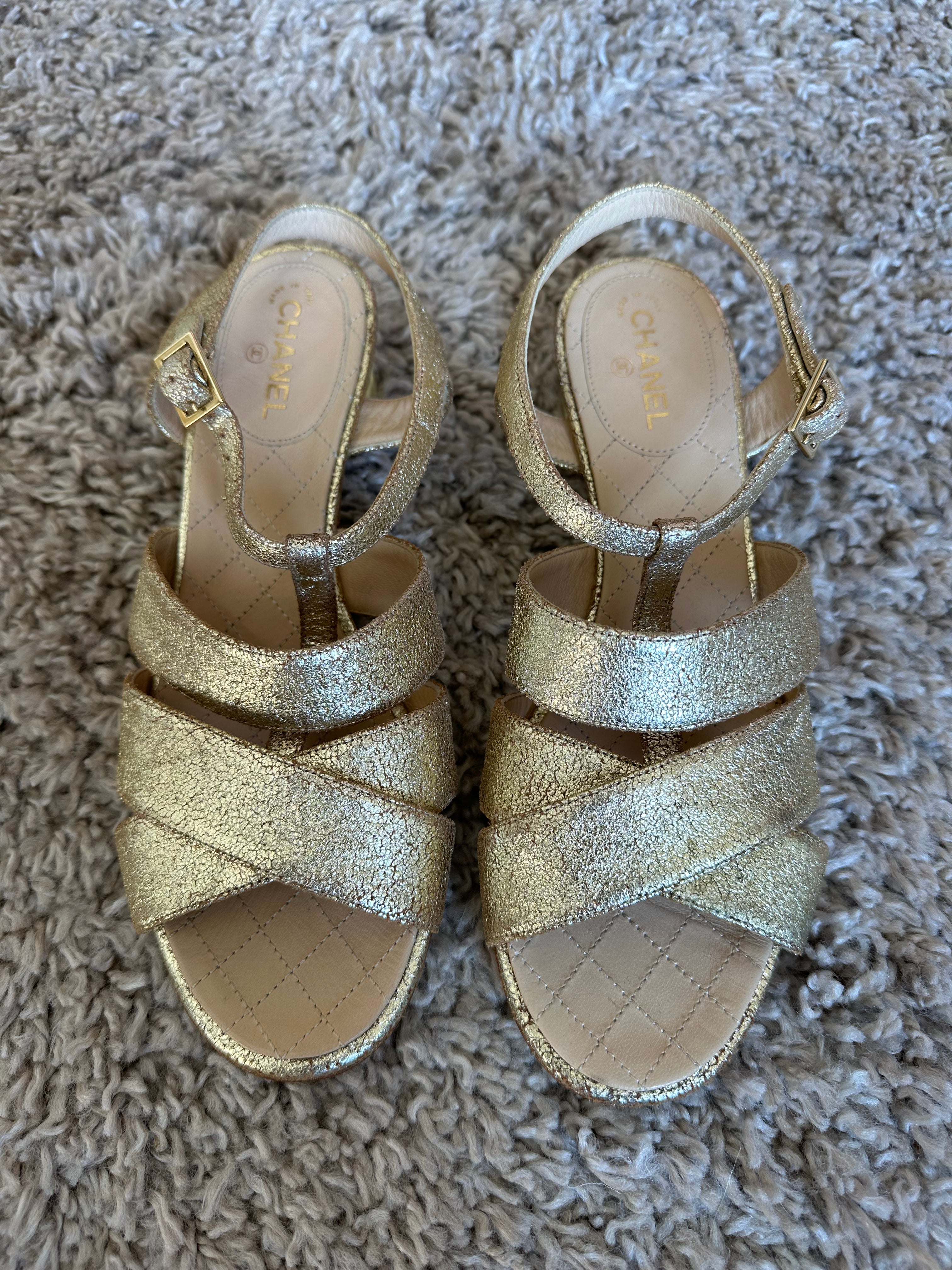 Chanel Metallic Block Heels (EU37)