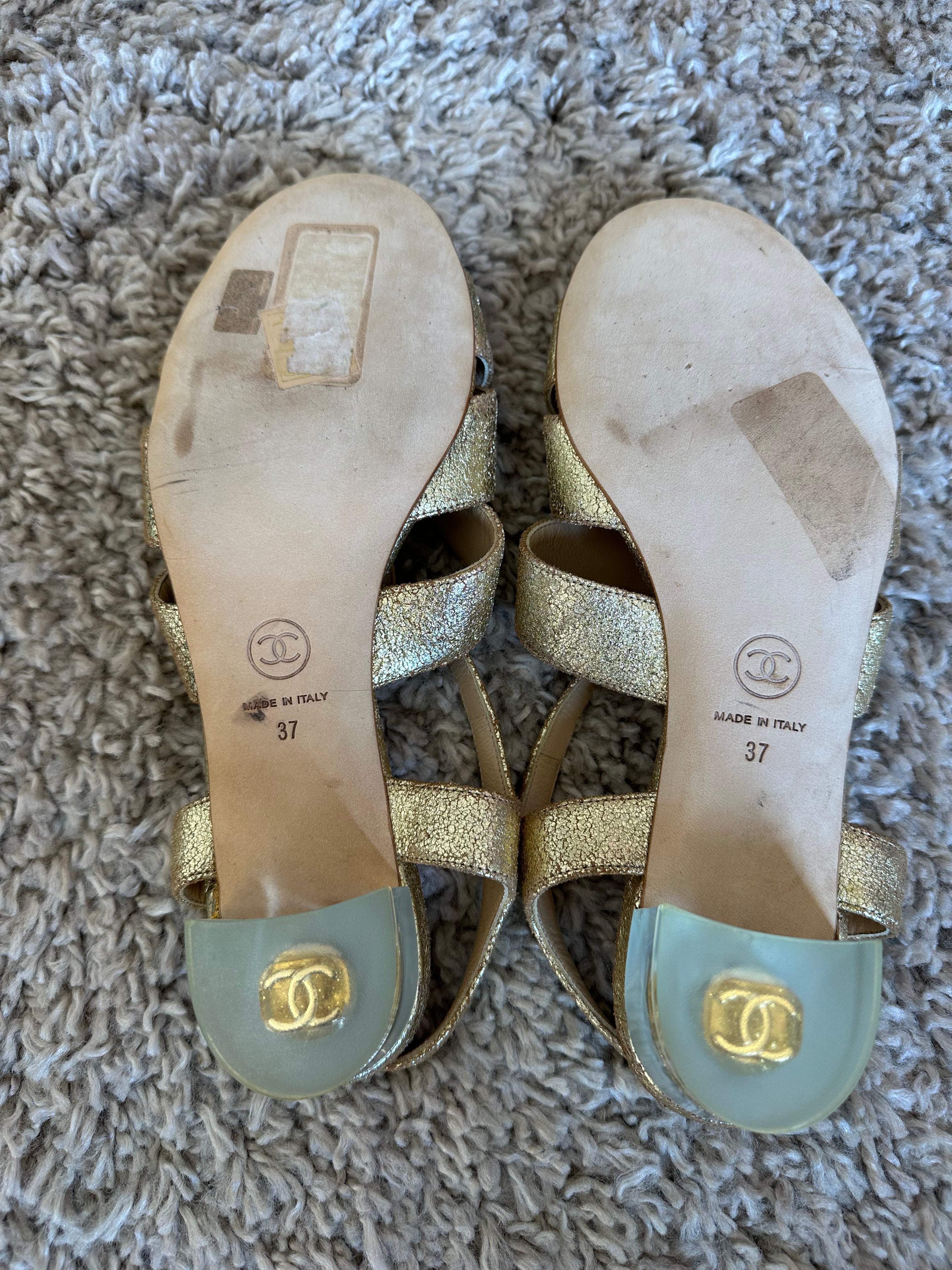 Chanel Metallic Block Heels (EU37)